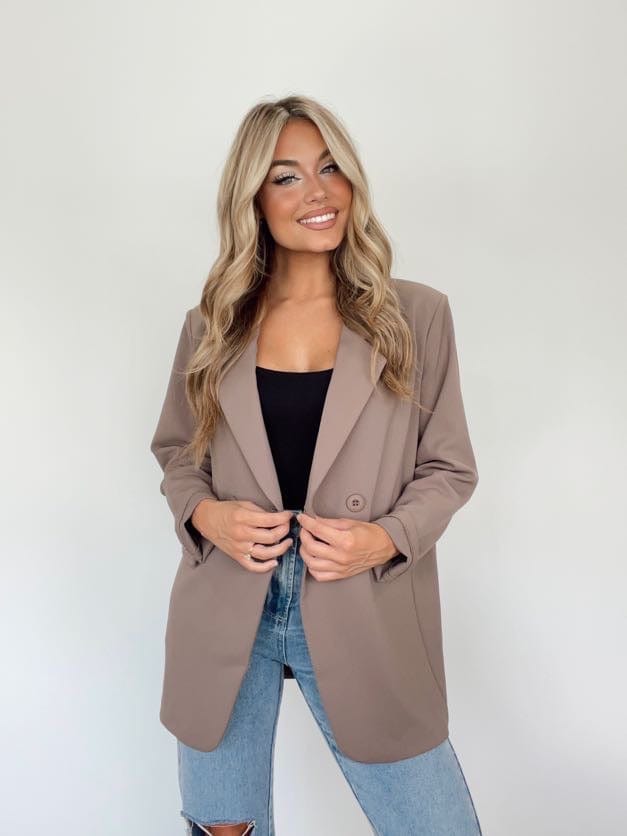 AJ6368 deep taupe oversized blazer Mono B