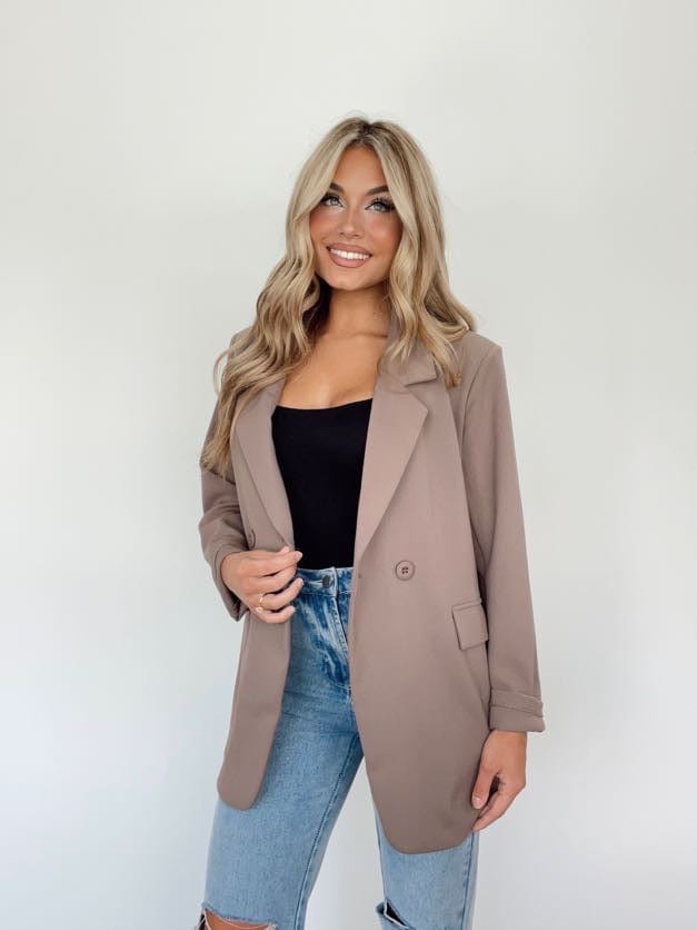 AJ6368 deep taupe oversized blazer Mono B