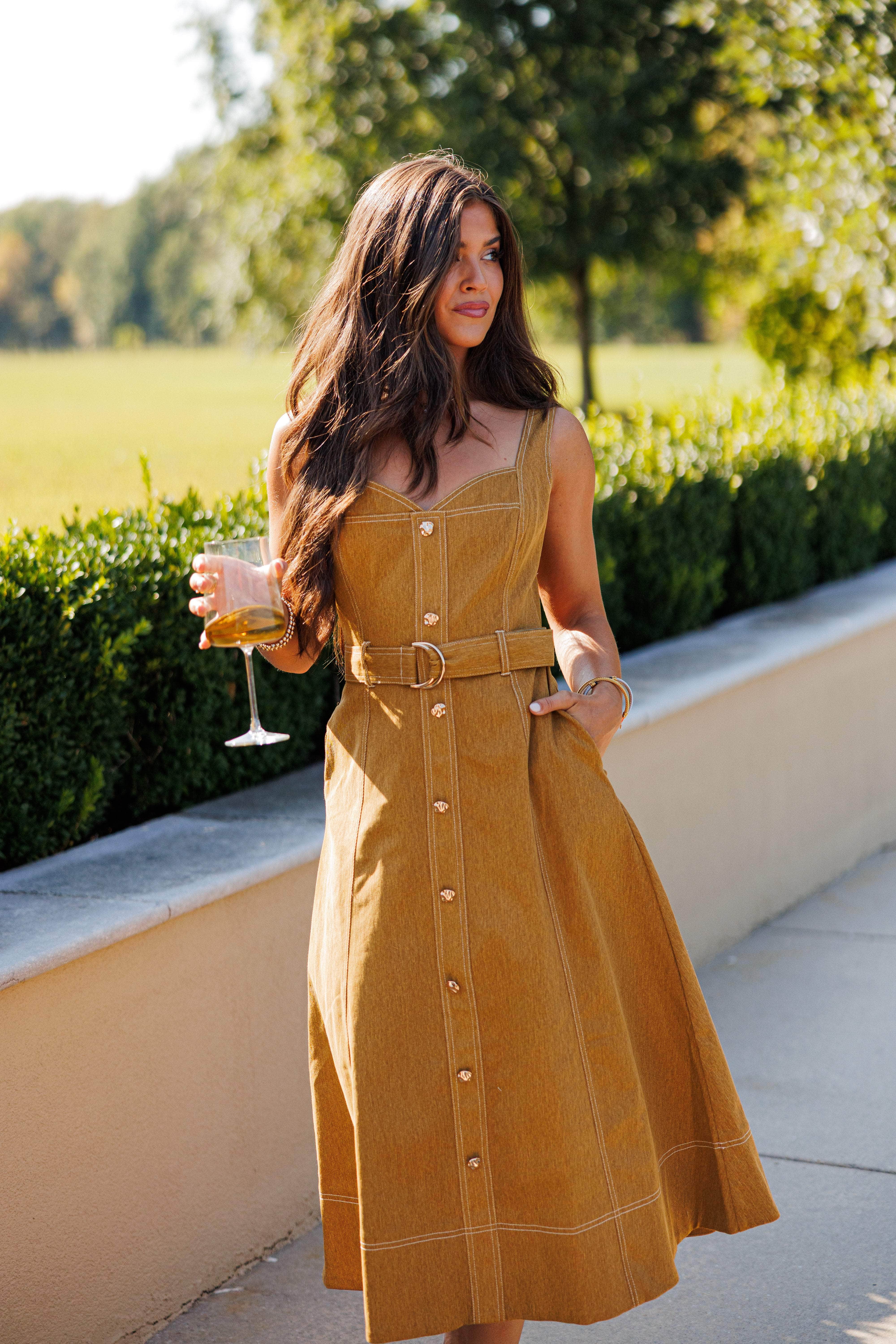 Amber Leaves Midi Dress