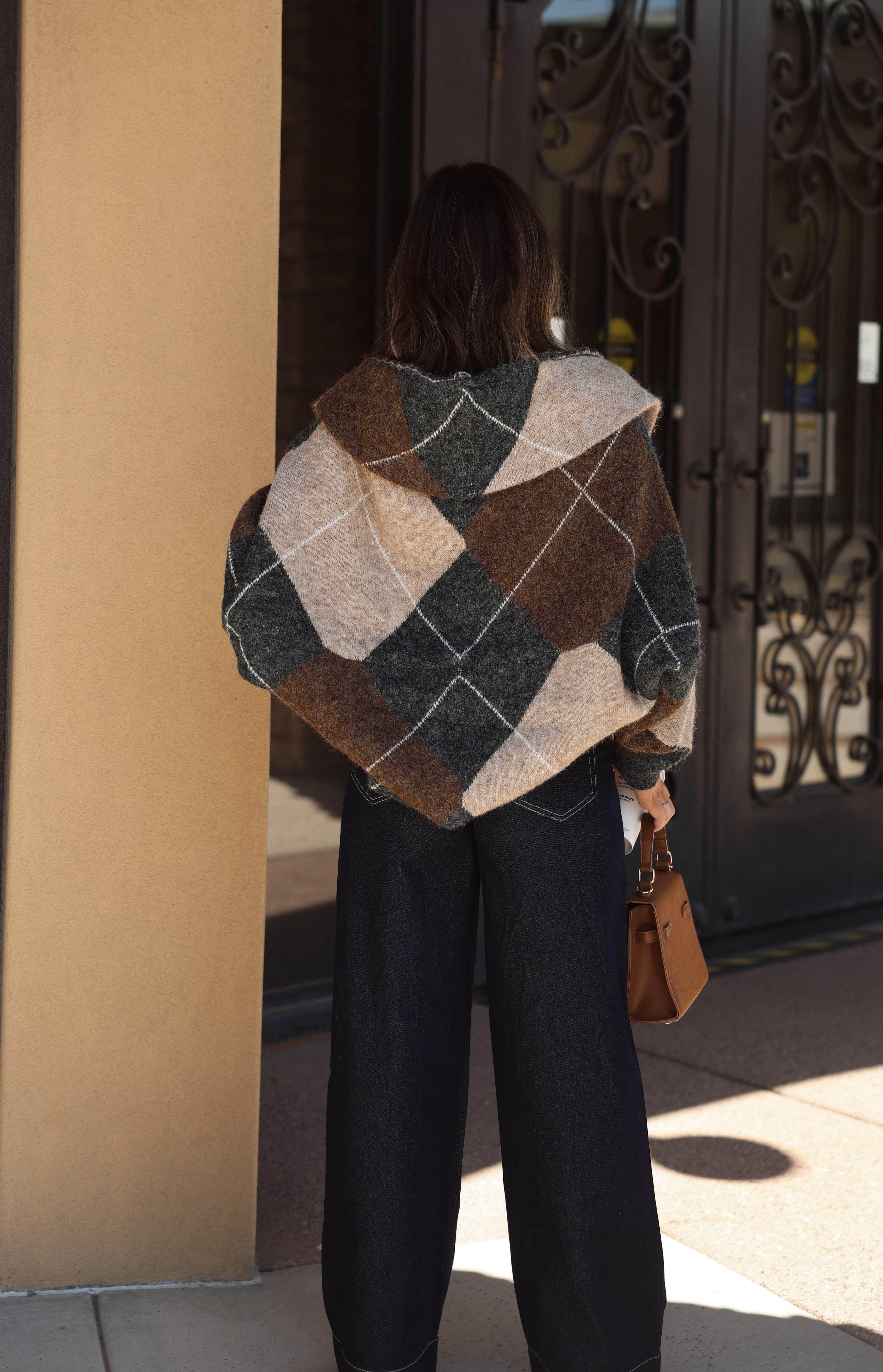 Argyle Cardigan Set | Versatile Knit Tube Top & Sweater | Lane 201