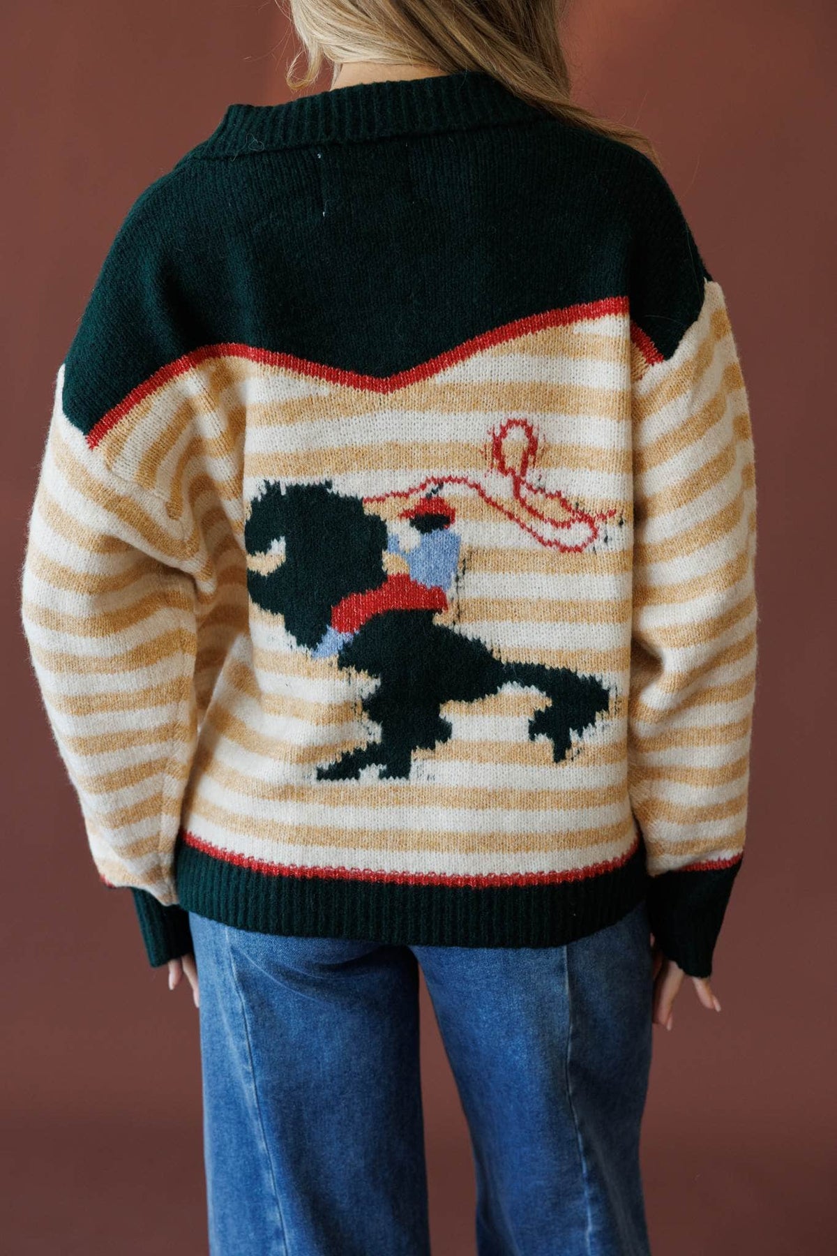 Forest green and chili sweater jacket