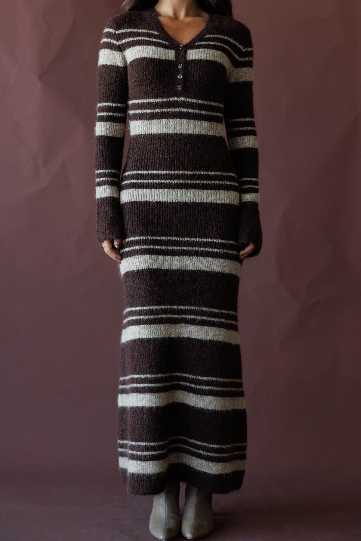 Striped knit maxi dress