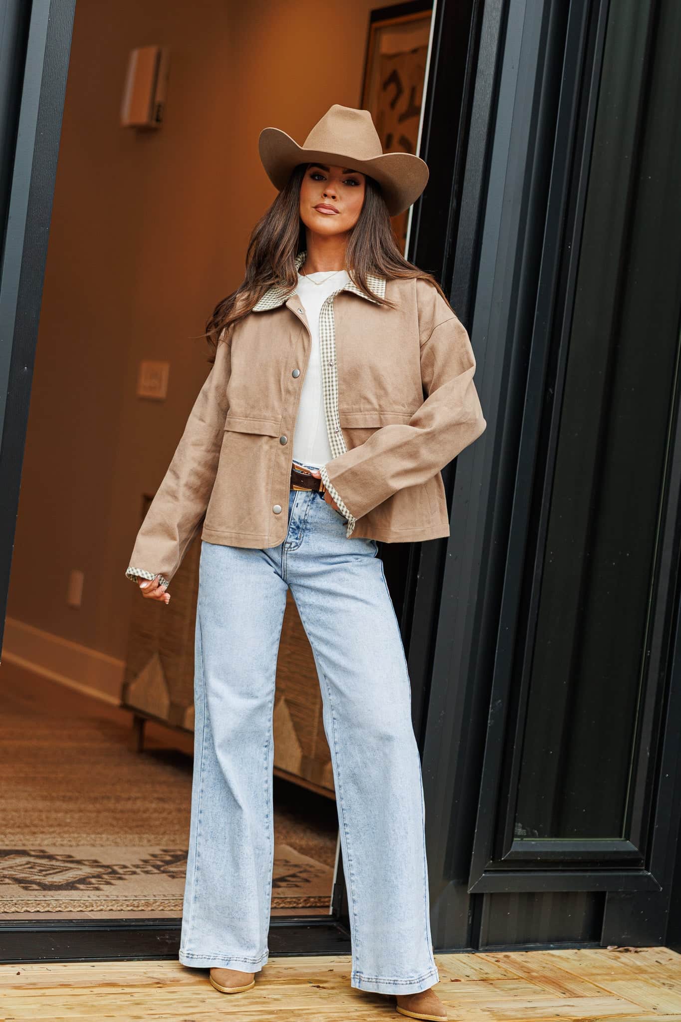 Gingham Collar Jacket | Soft Cotton Jackets | Lane 201