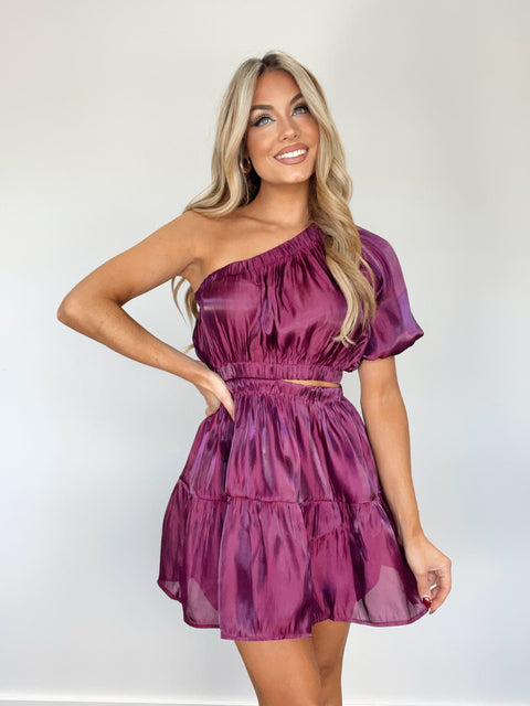 Plum One Shoulder Dress