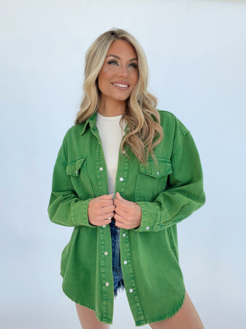 BJ1272 green washed denim jacket BaeVely
