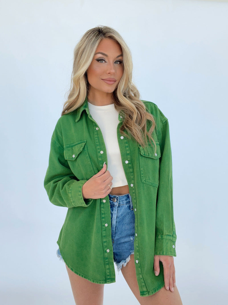 BJ1272 green washed denim jacket BaeVely