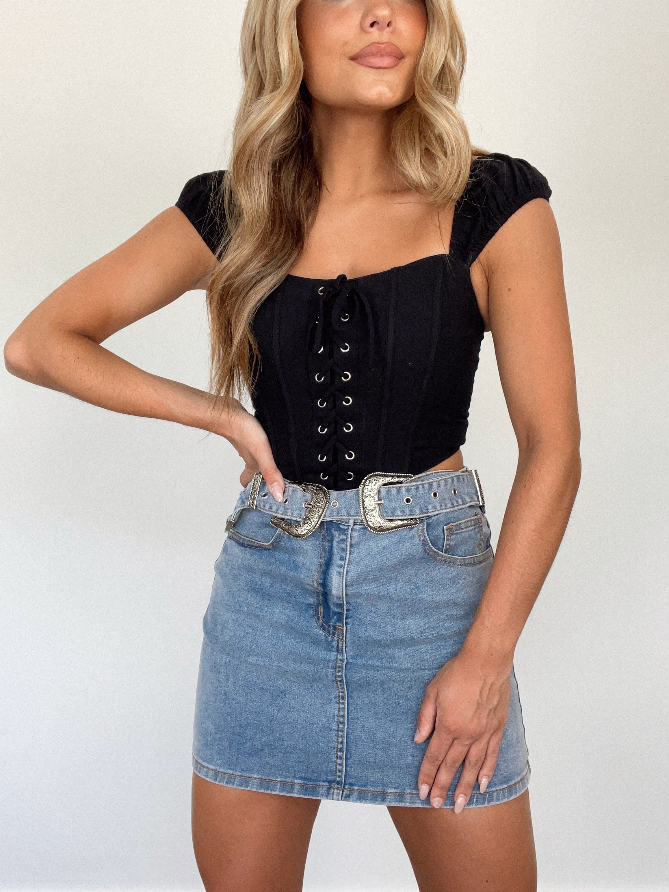 BK1192 denim mini skirt BaeVely