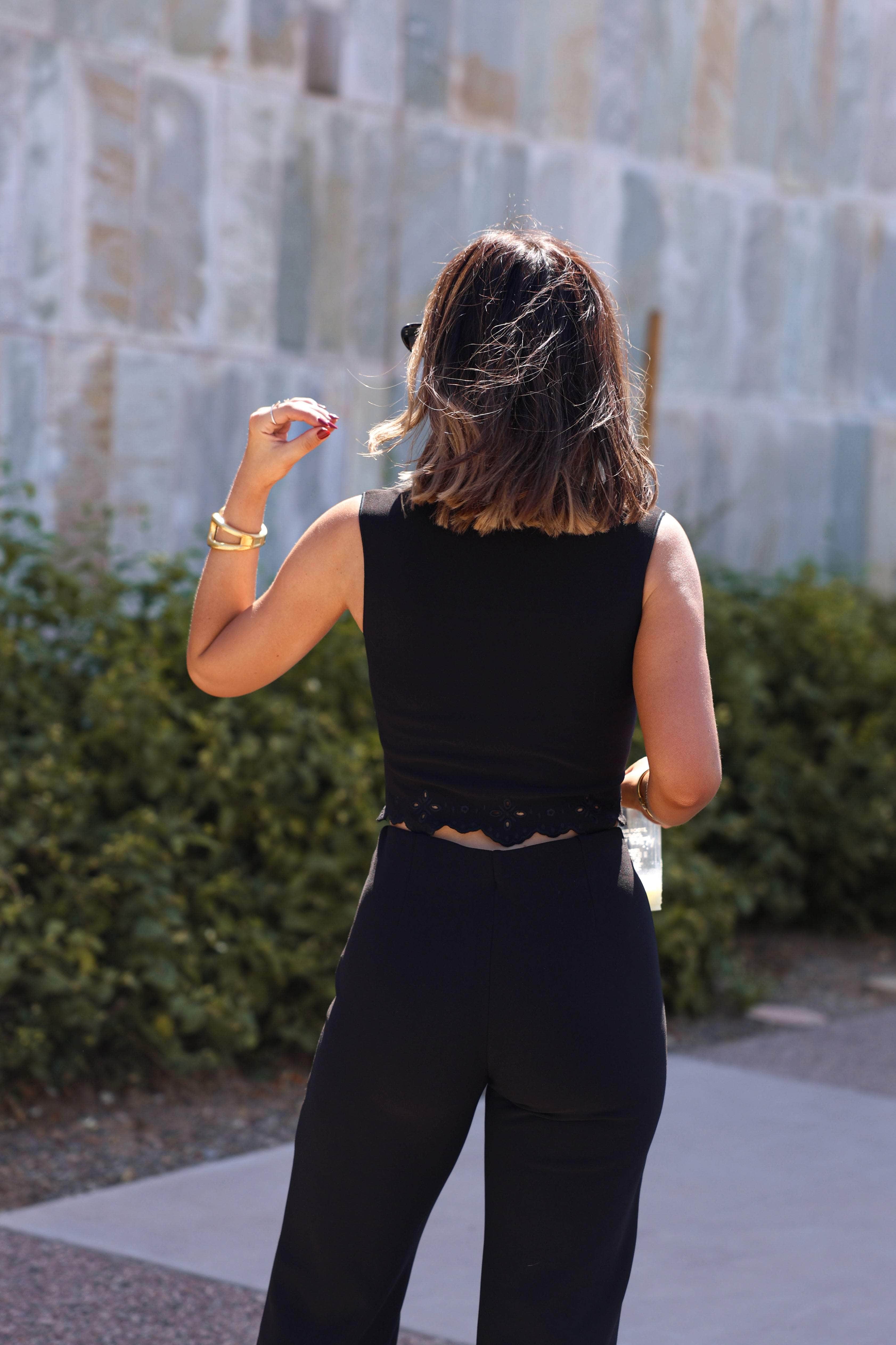 Black Eyelet Top