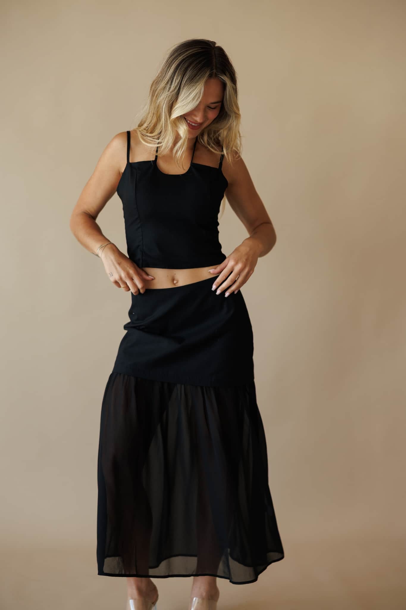 Black Front Cut Out Top