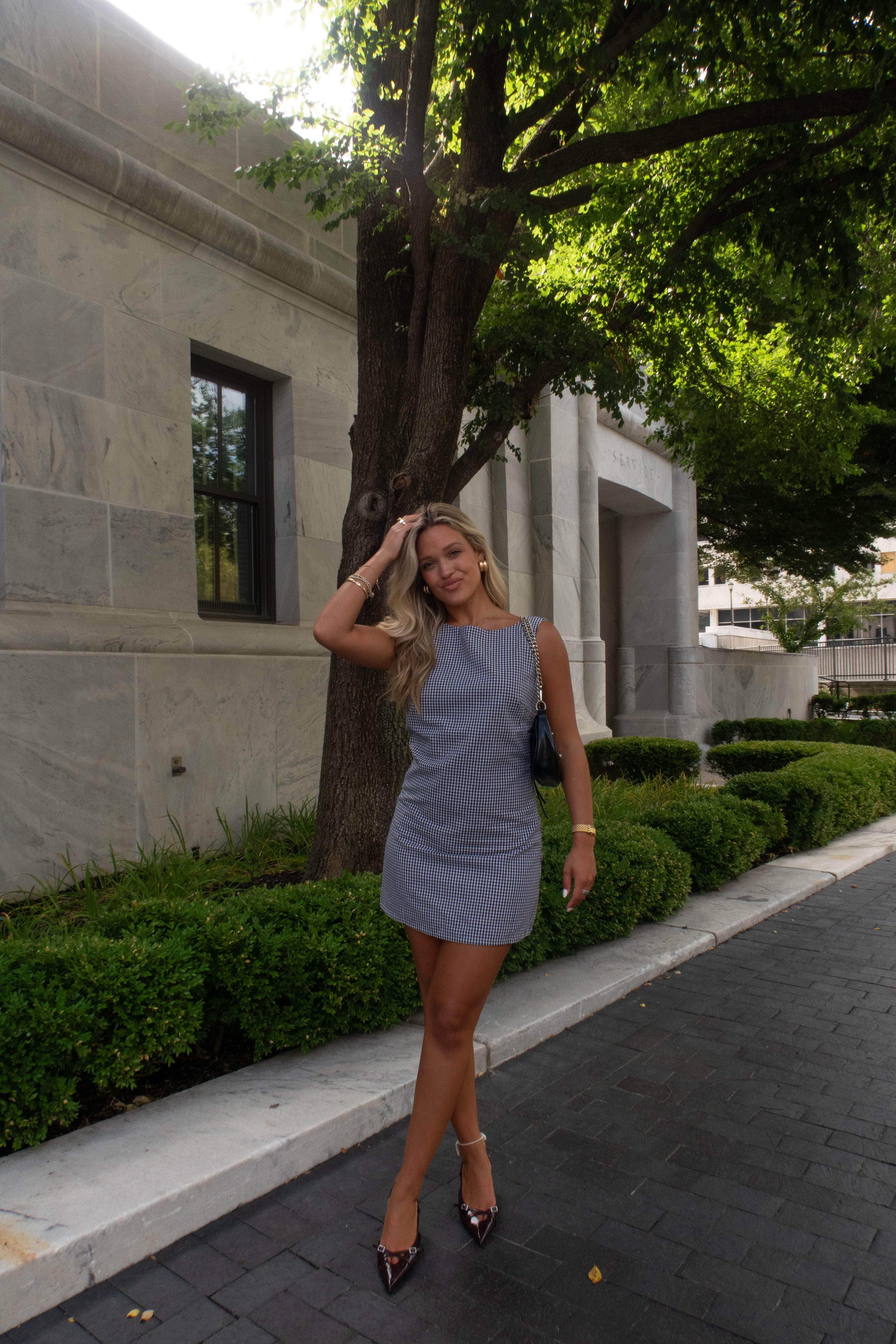 Black Gingham Mini Dress