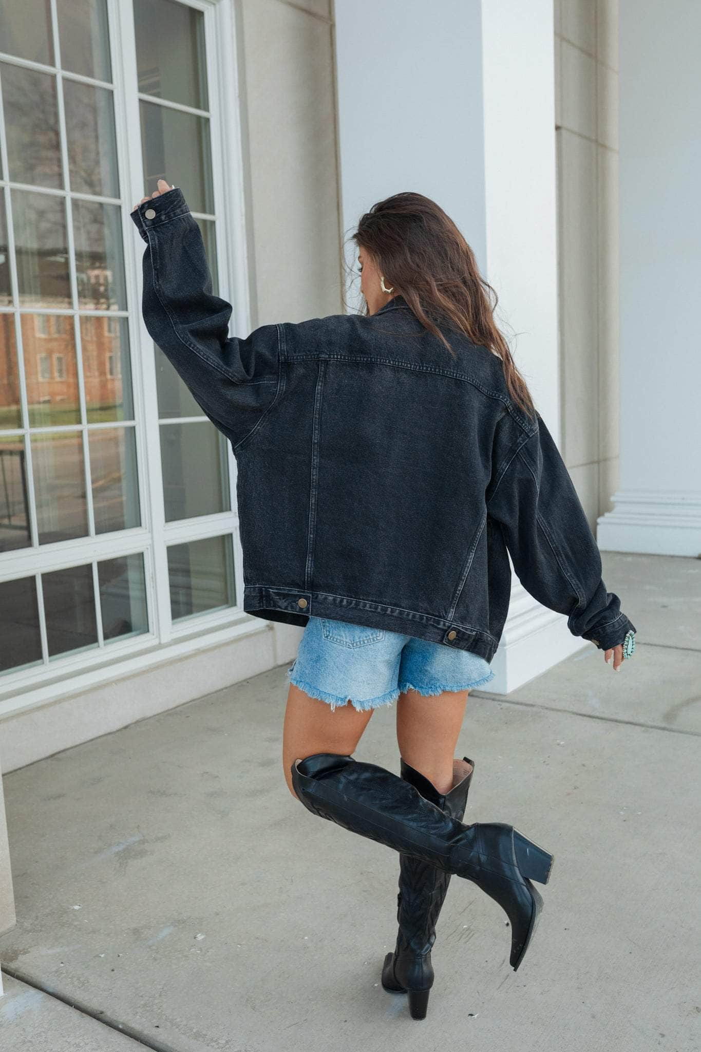 新品未使用OVER SIZE DENIM JACKET WITH CULOTTE Black Oversized Claudia Jacket