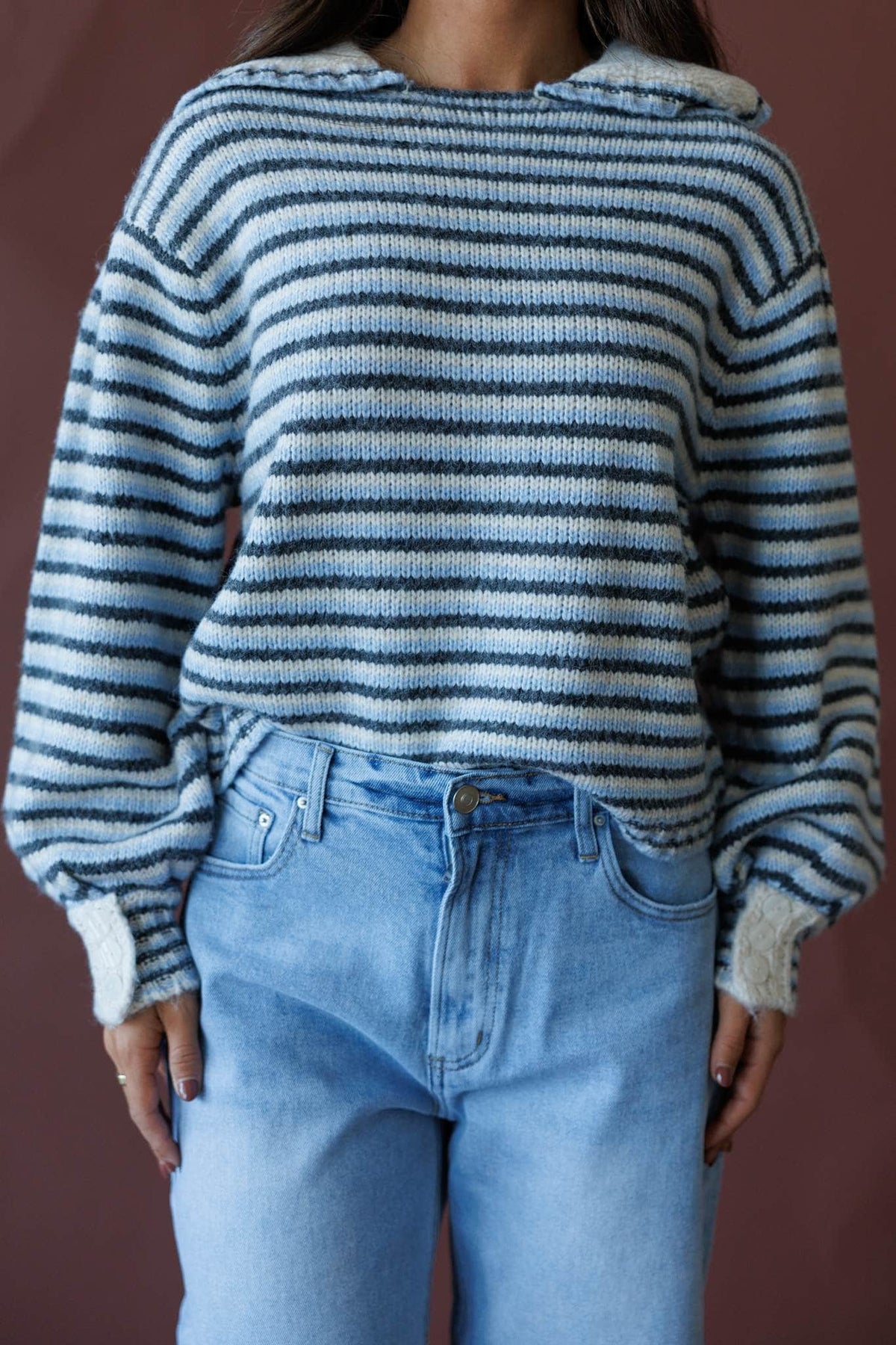 Blue striped sweater