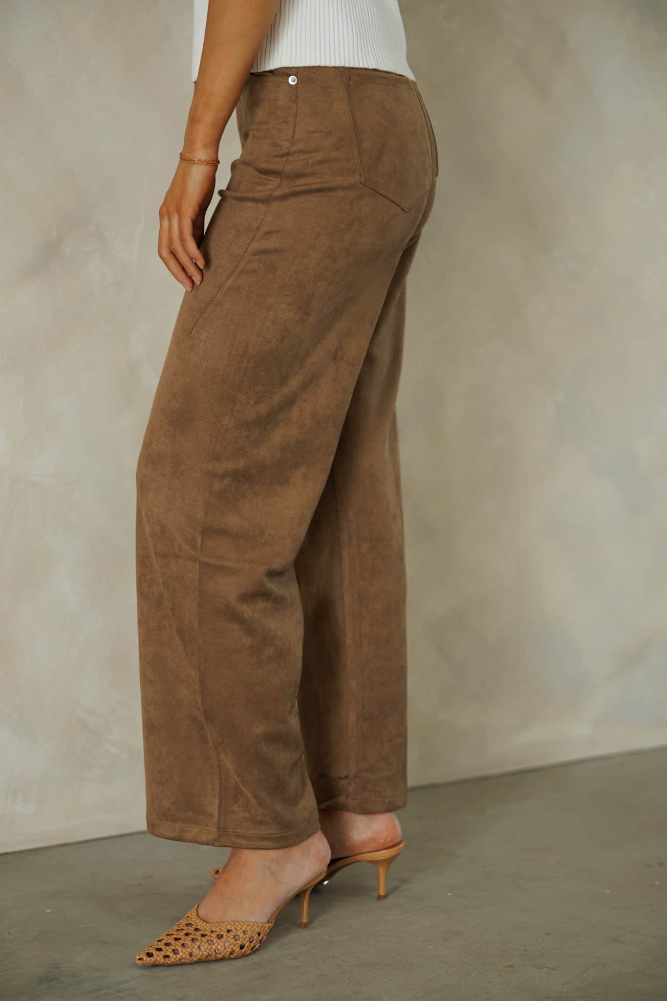 Brown Suede Drawstring Pants