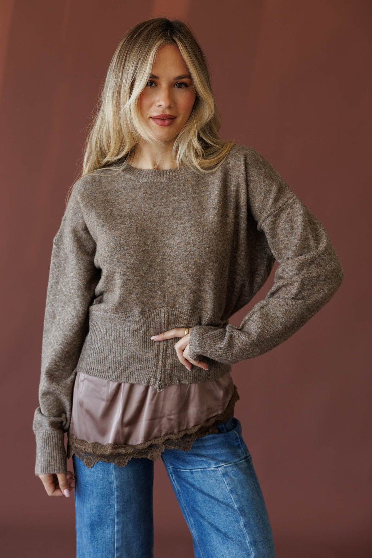 Mocha lace sweater