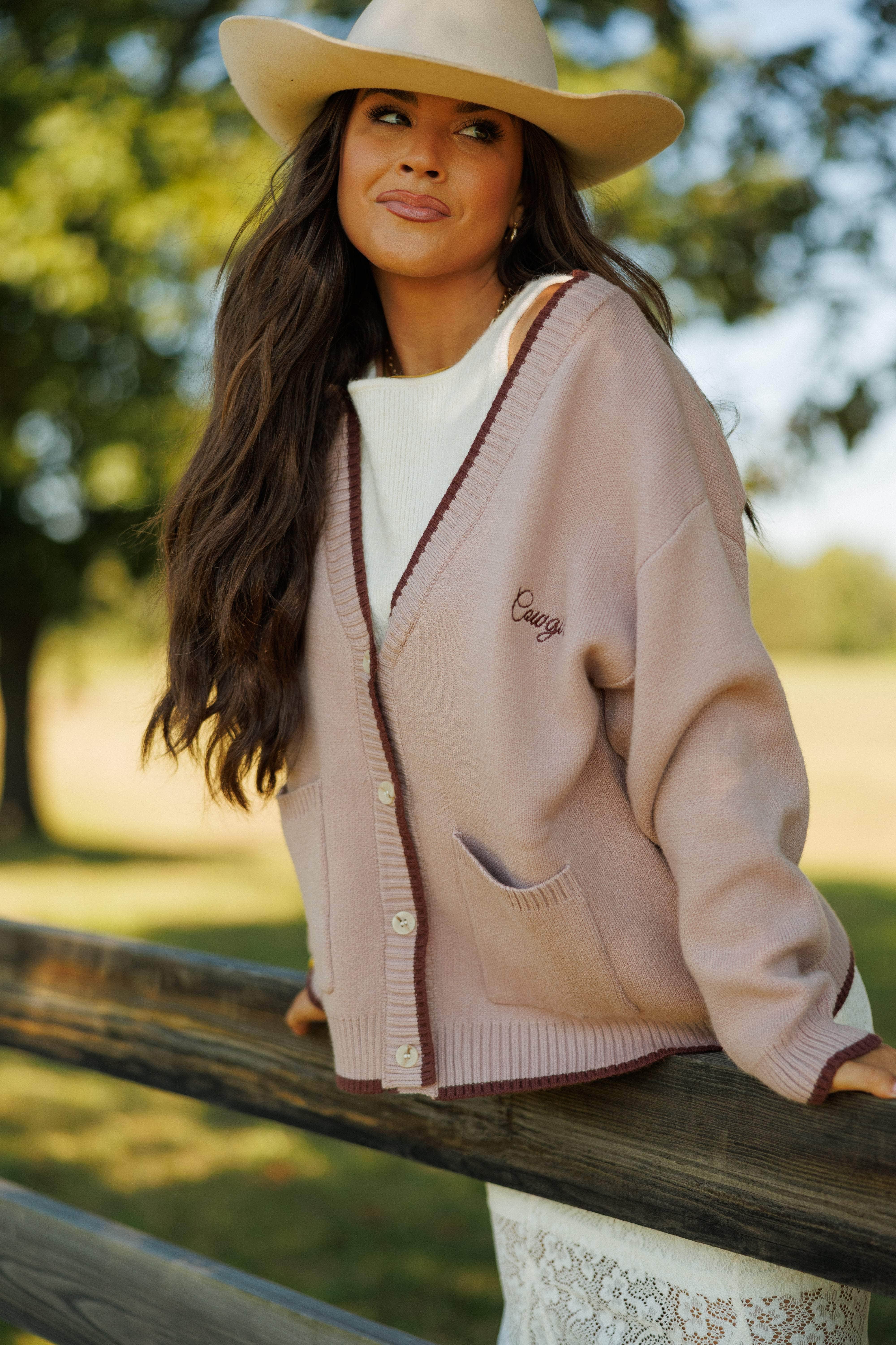 Dusty Pink Cowboy Cardigan