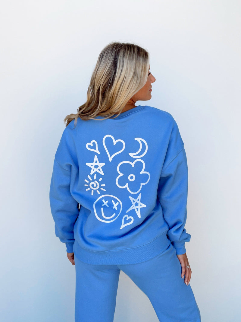 BT3157A blue doodle print sweatshirt BaeVely