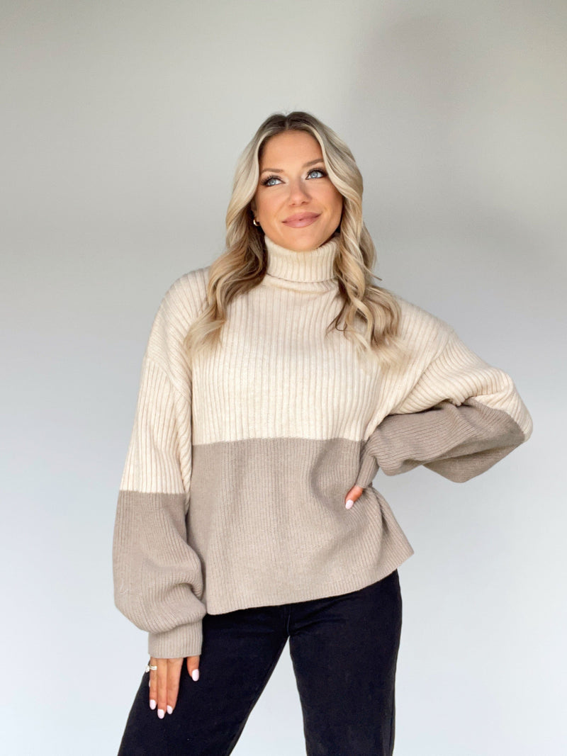 BWT1005-LANE color block sweater LE LIS