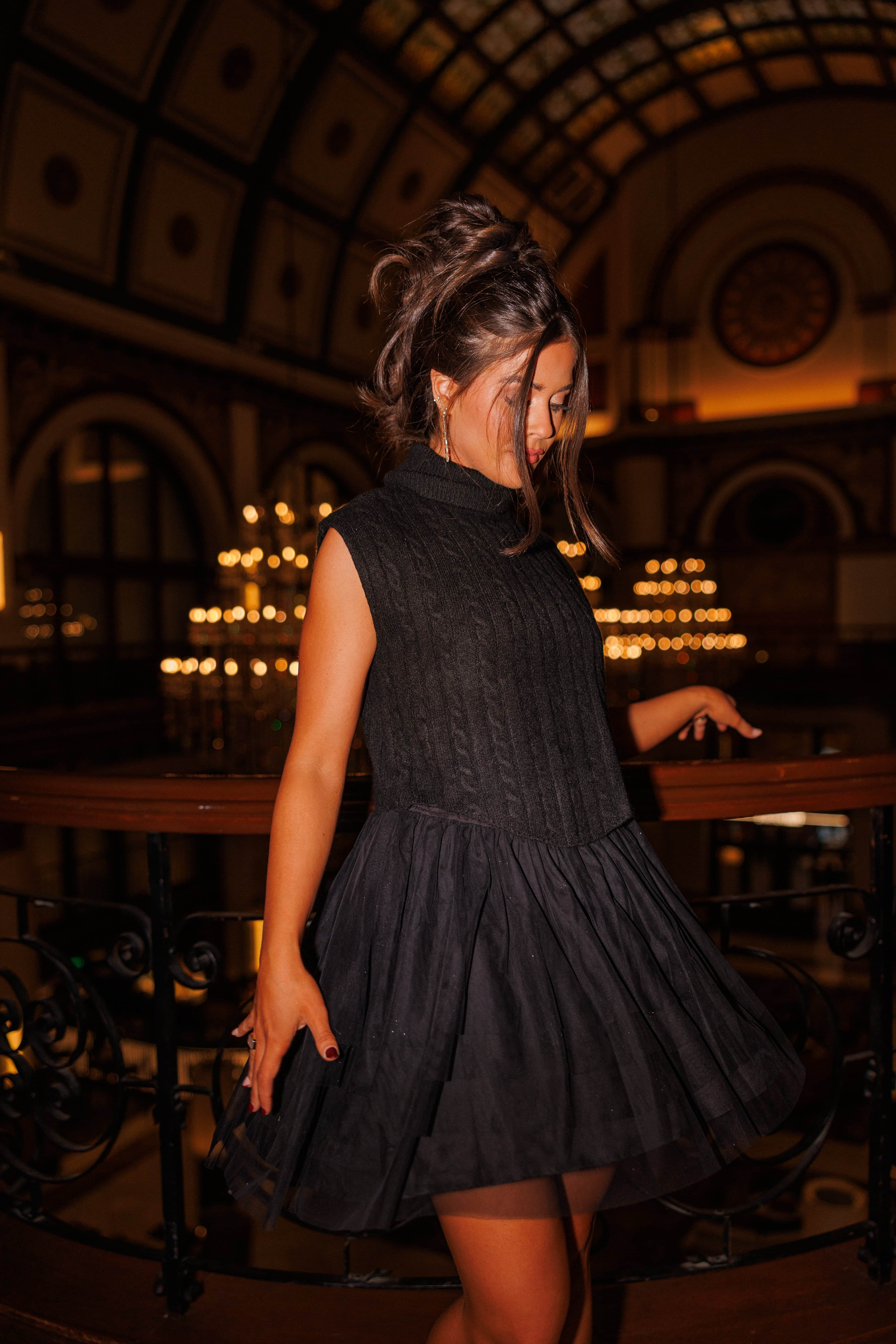 Cable Knit Tulle Dress