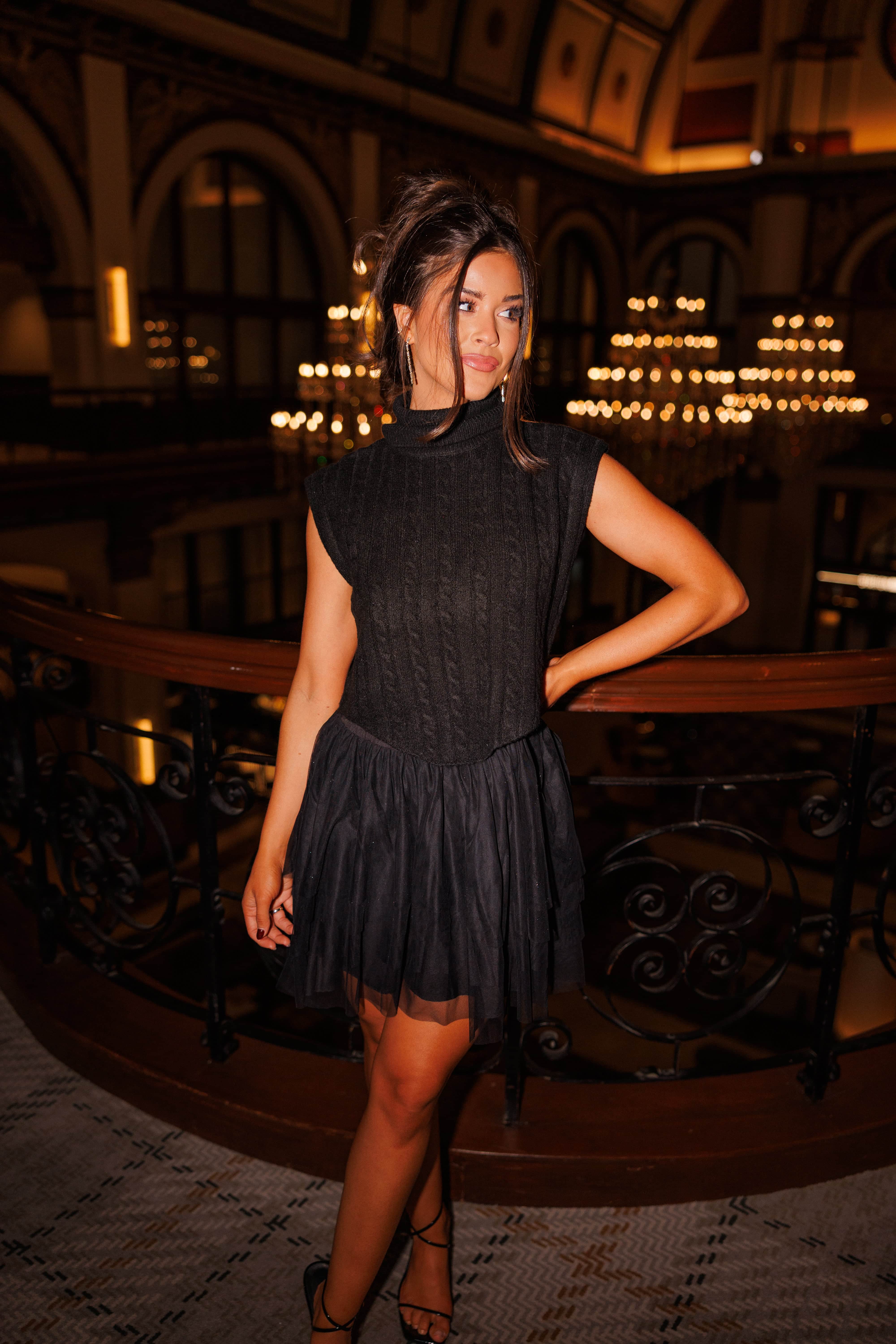 Cable Knit Tulle Dress