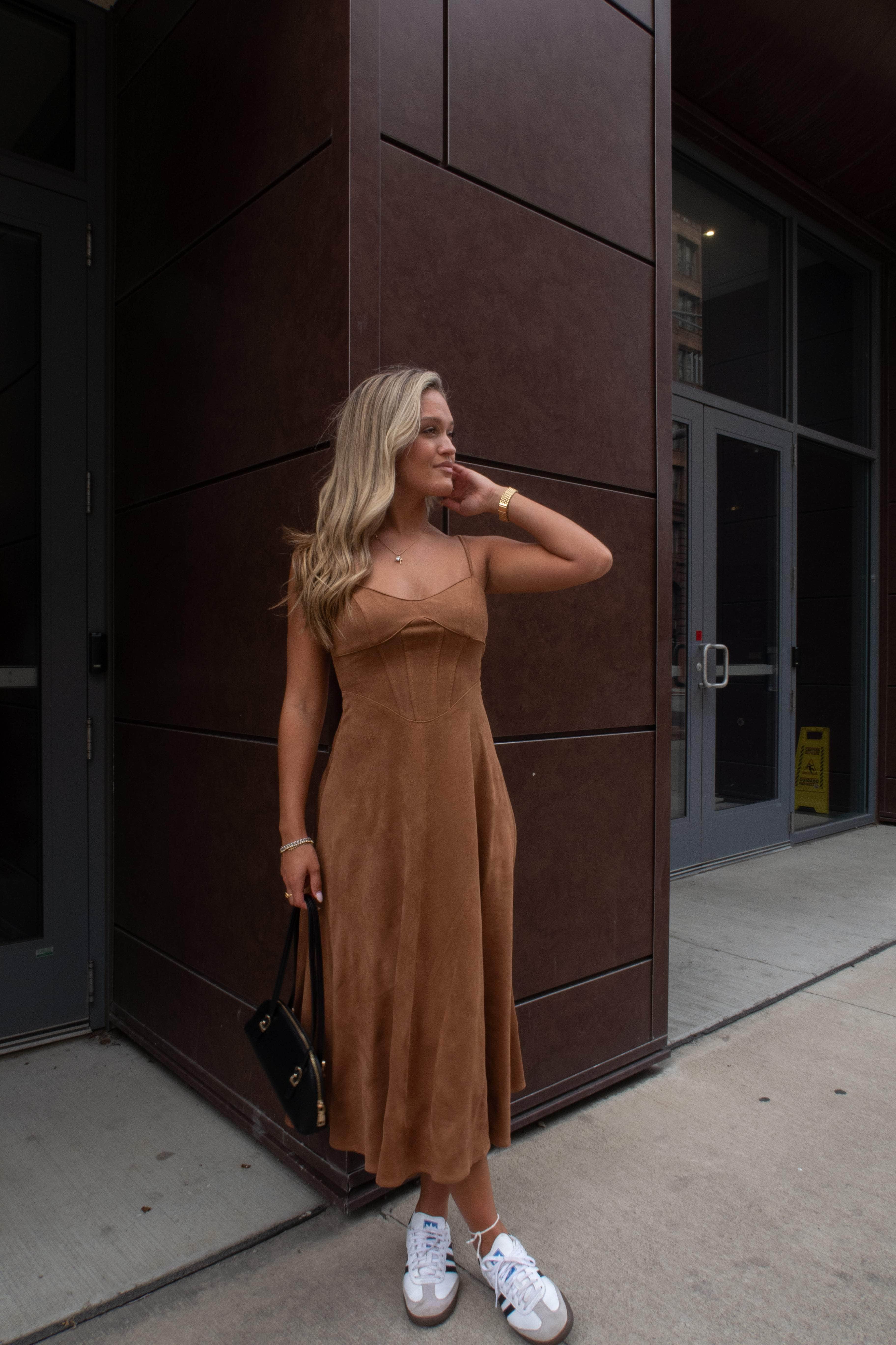 Trendy, Chic Women's Clothing Boutique Klesis Camel Suede Bustier Midi Dress for Women, Size L Lane 201 Trendy, Chic Women's Clothing Boutique Klesis Camel Suede Bustier Midi Dress for Women, Size L Lane 201