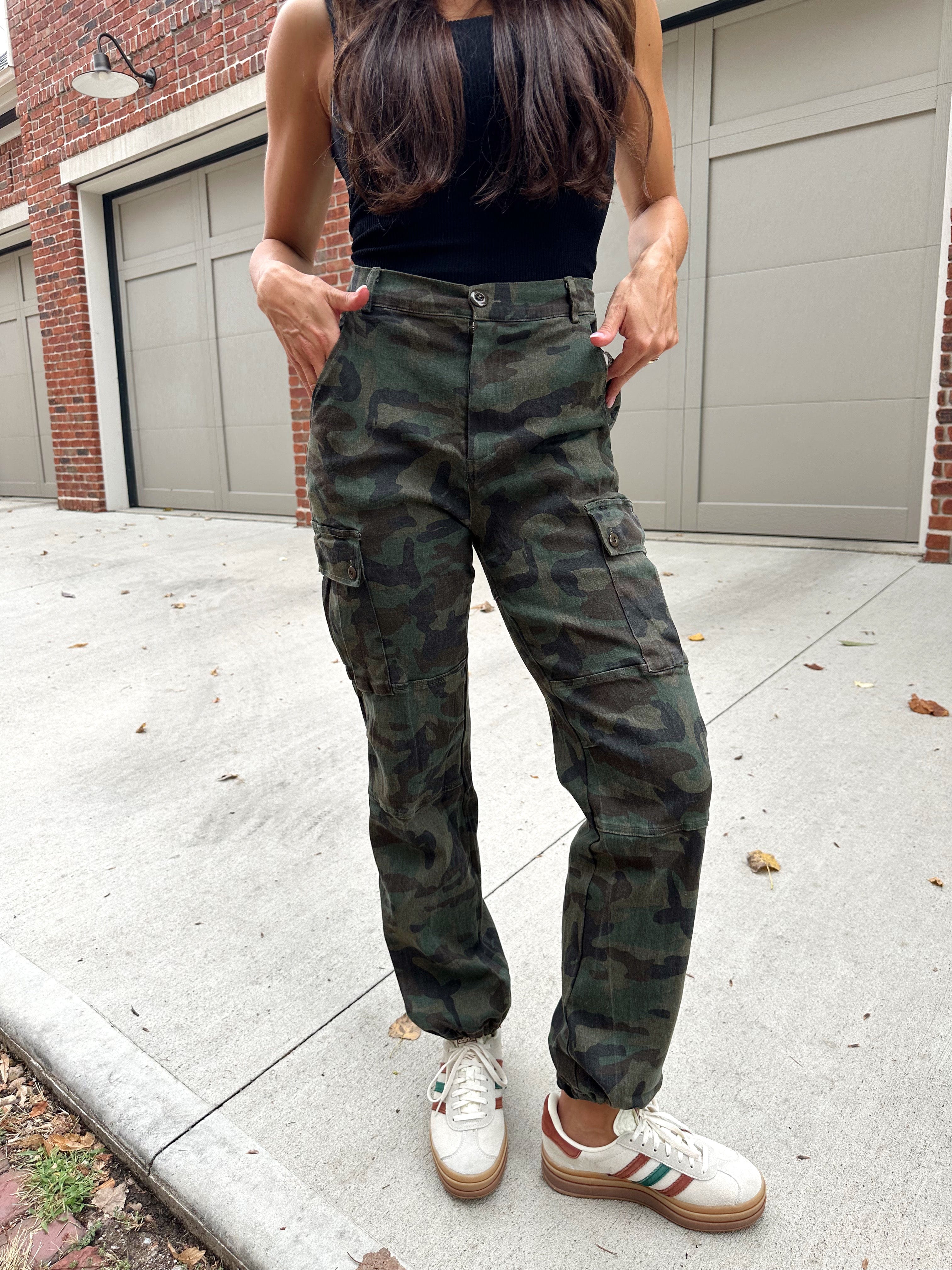 Camo cargo joggers womens sale