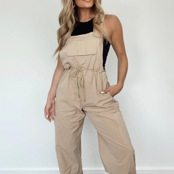 On The Go Jumpsuit - Taupe – MerciGrace Boutique