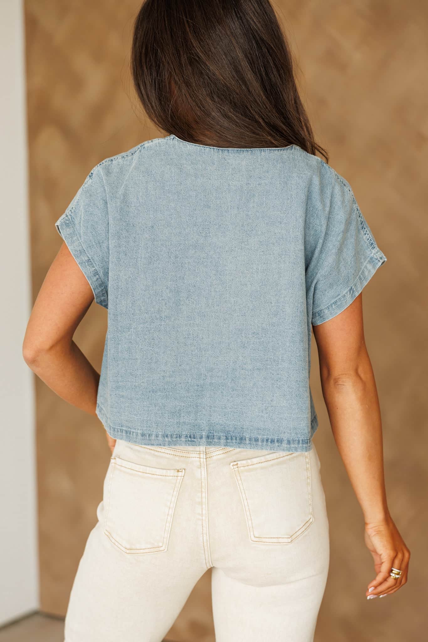 Chambray And Chai Top