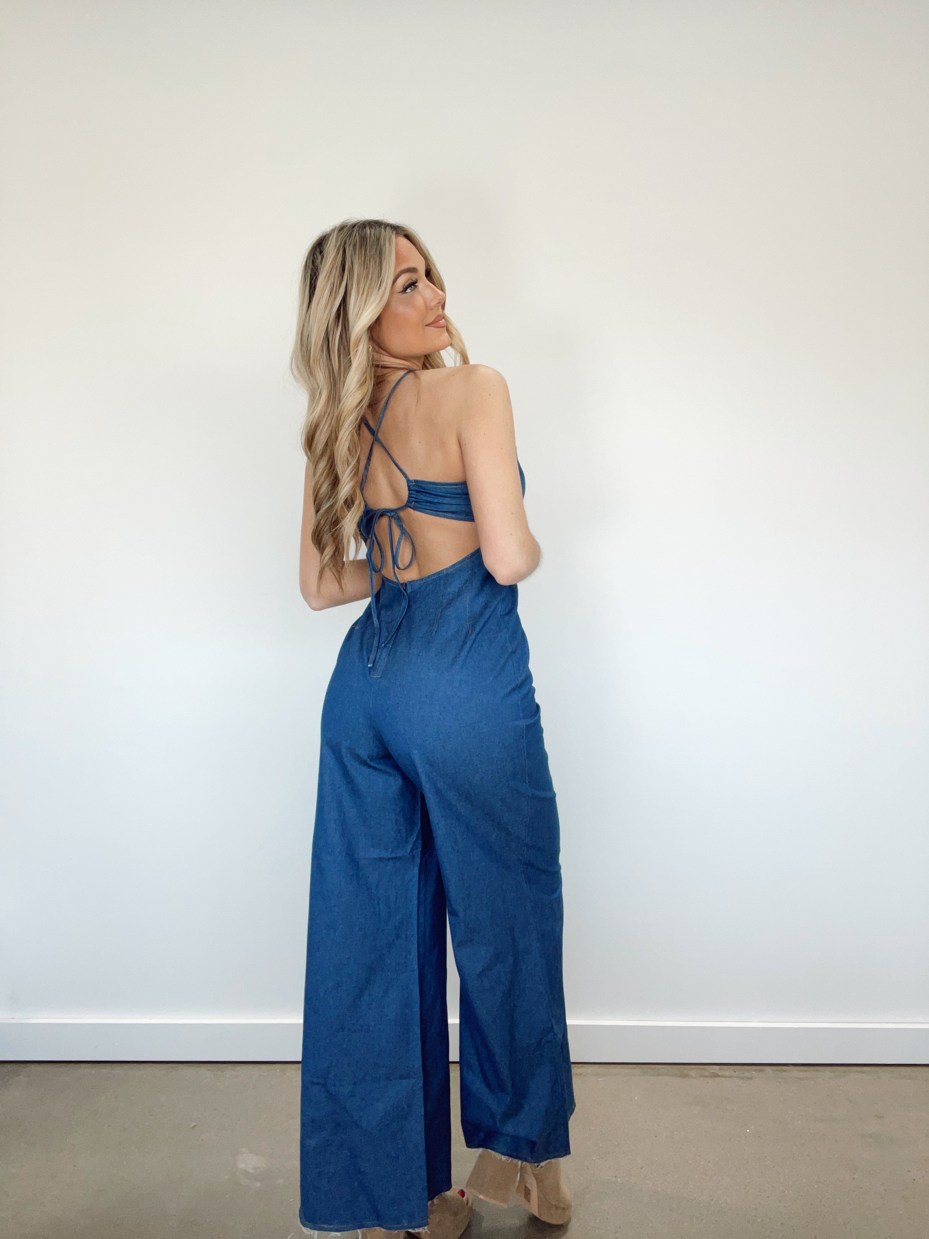 Chambray Halter Jumpsuit ACOA