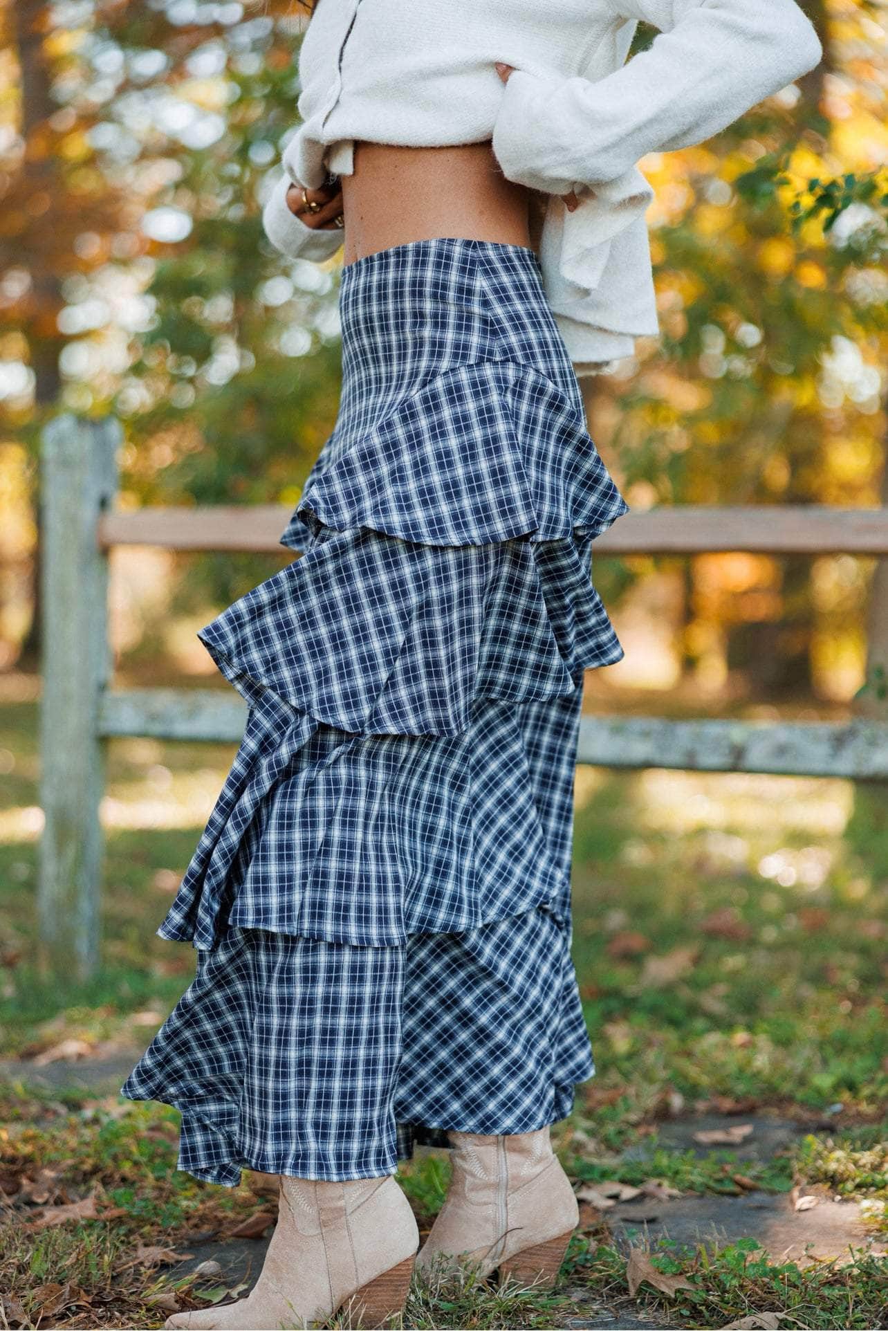 Chateau Check Maxi Skirt