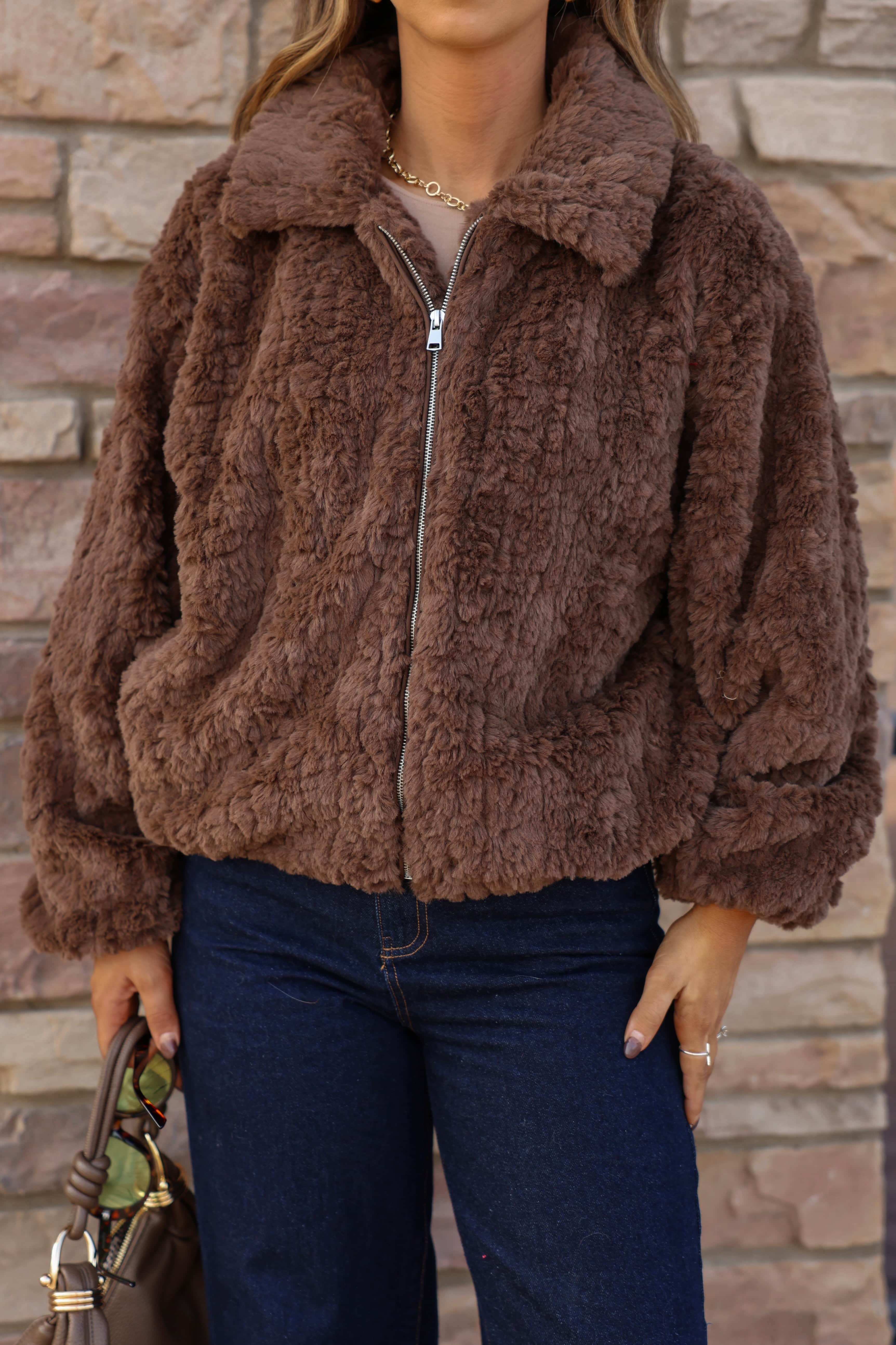 Chocolate Faux Fur Jacket