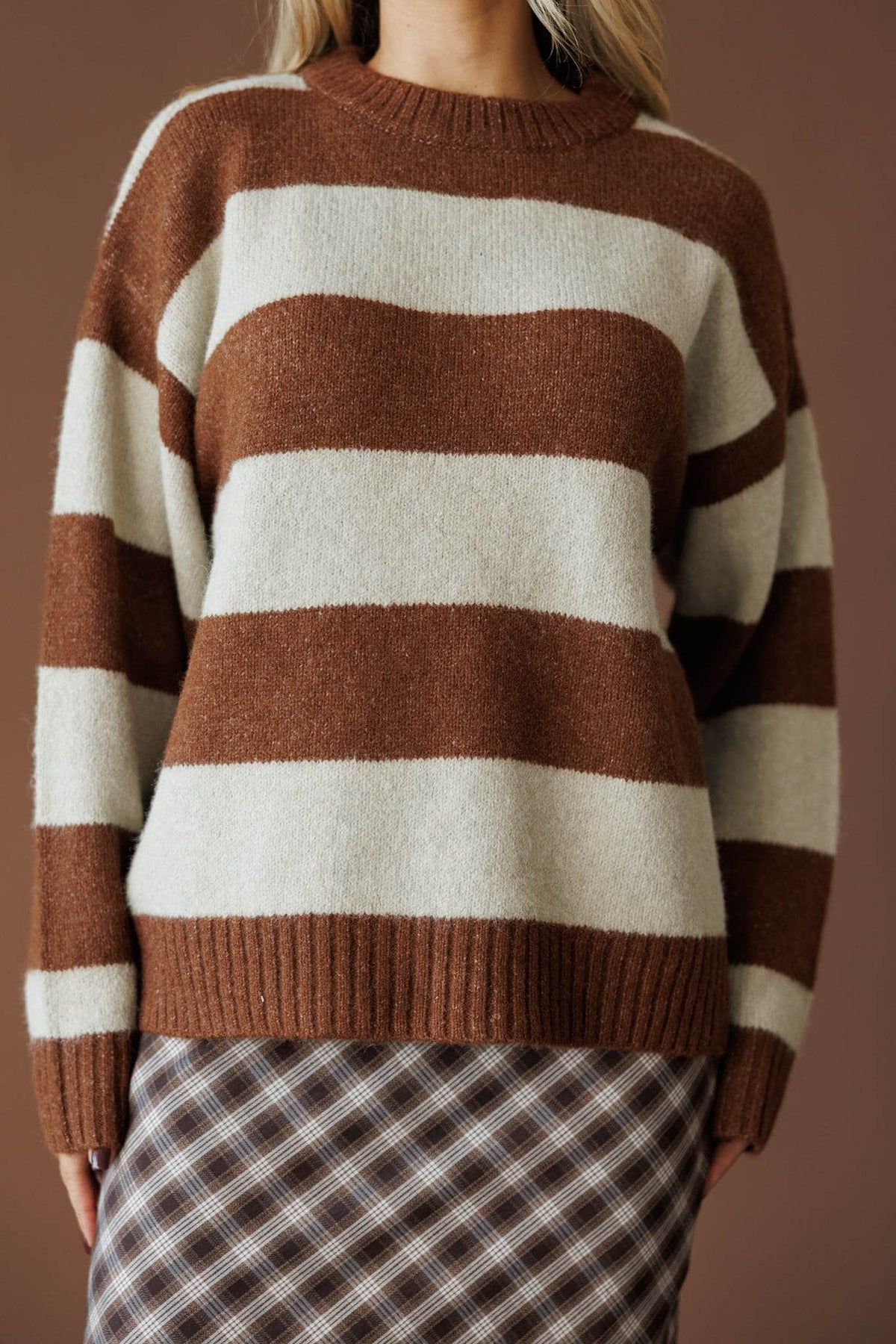 Striped knit pullover