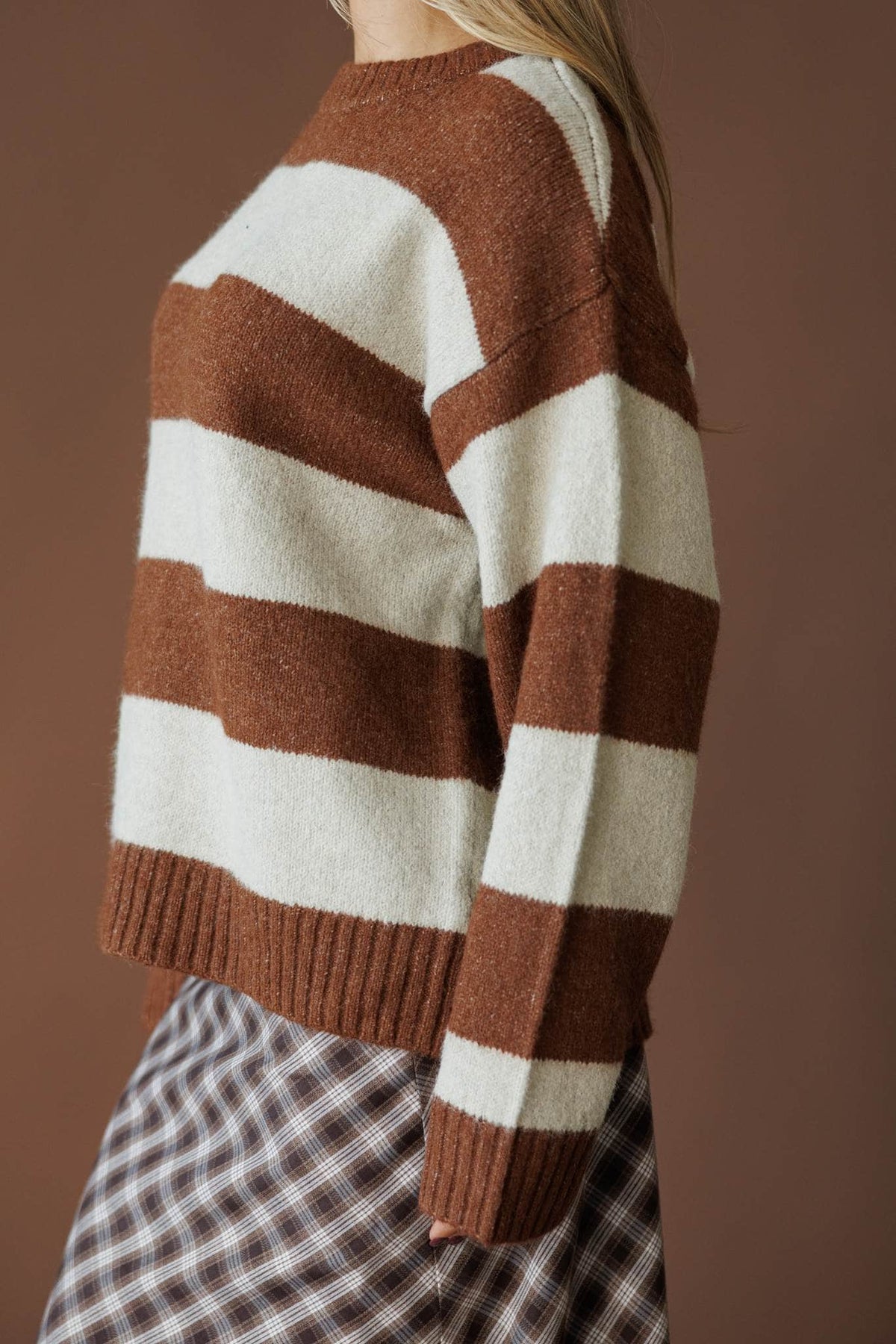 Striped knit pullover