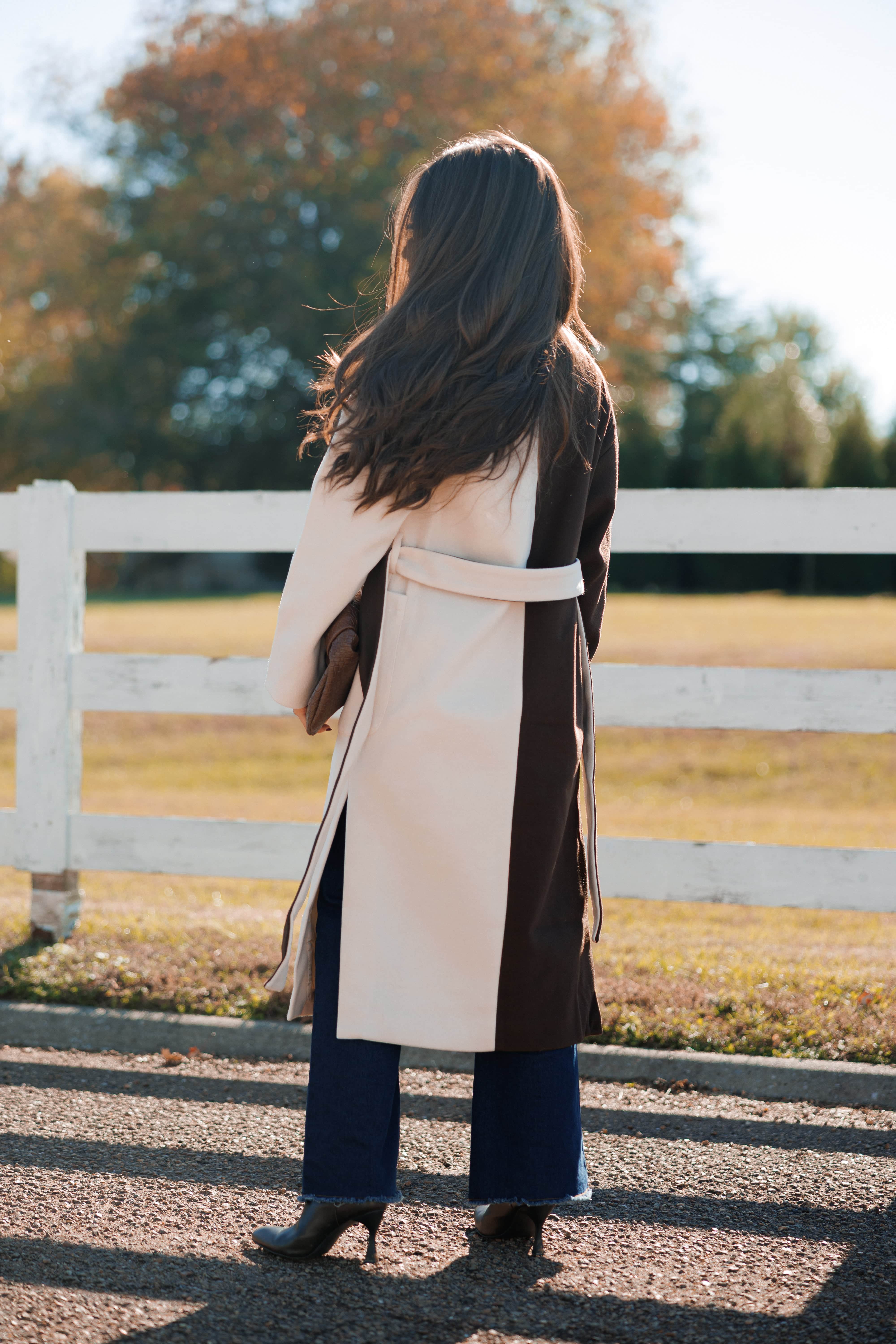Color Block Maxi Coat