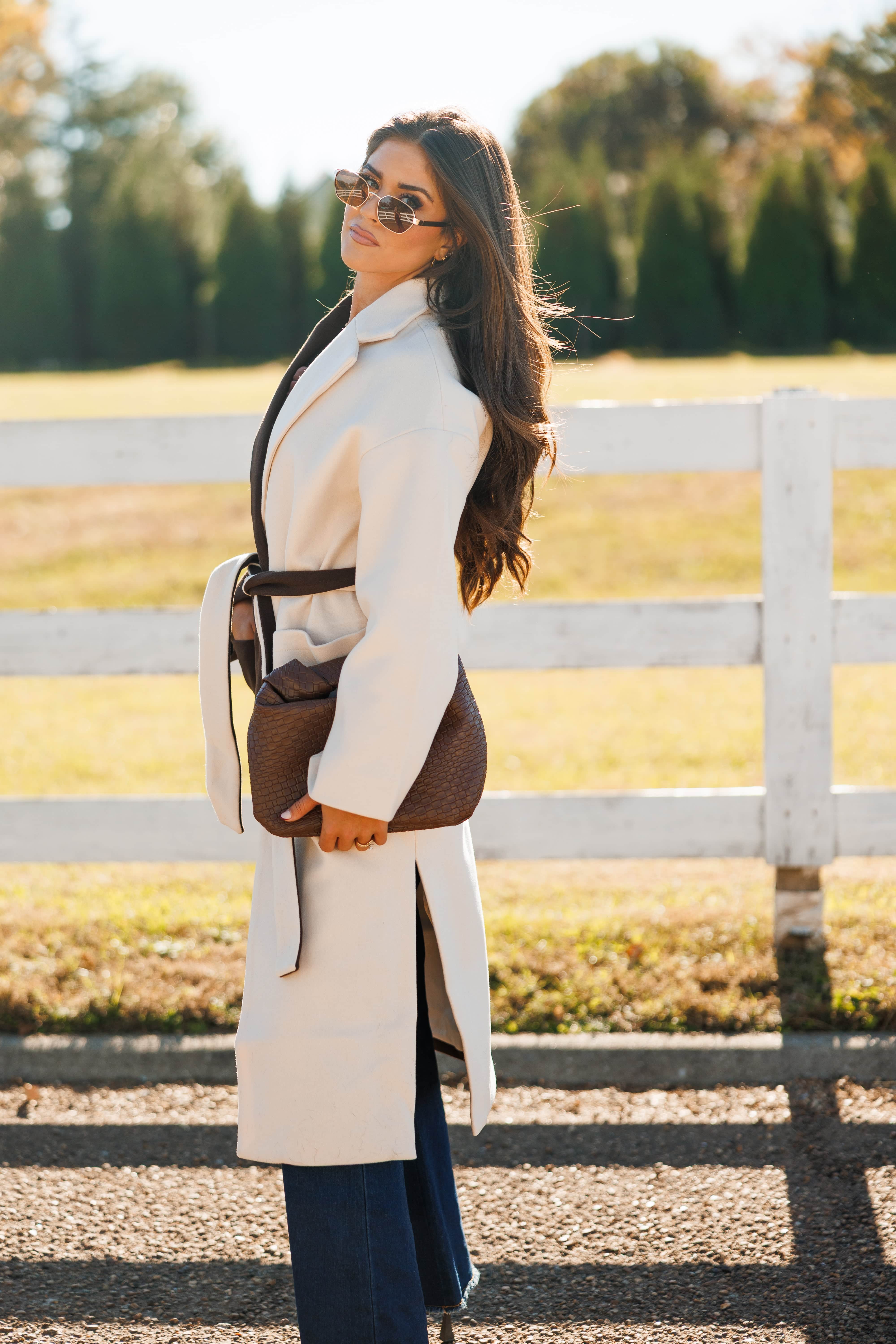 AMERI VINTAGE BI COLOR OVER MIDI COAT配色✨️ Color Block Maxi Coat