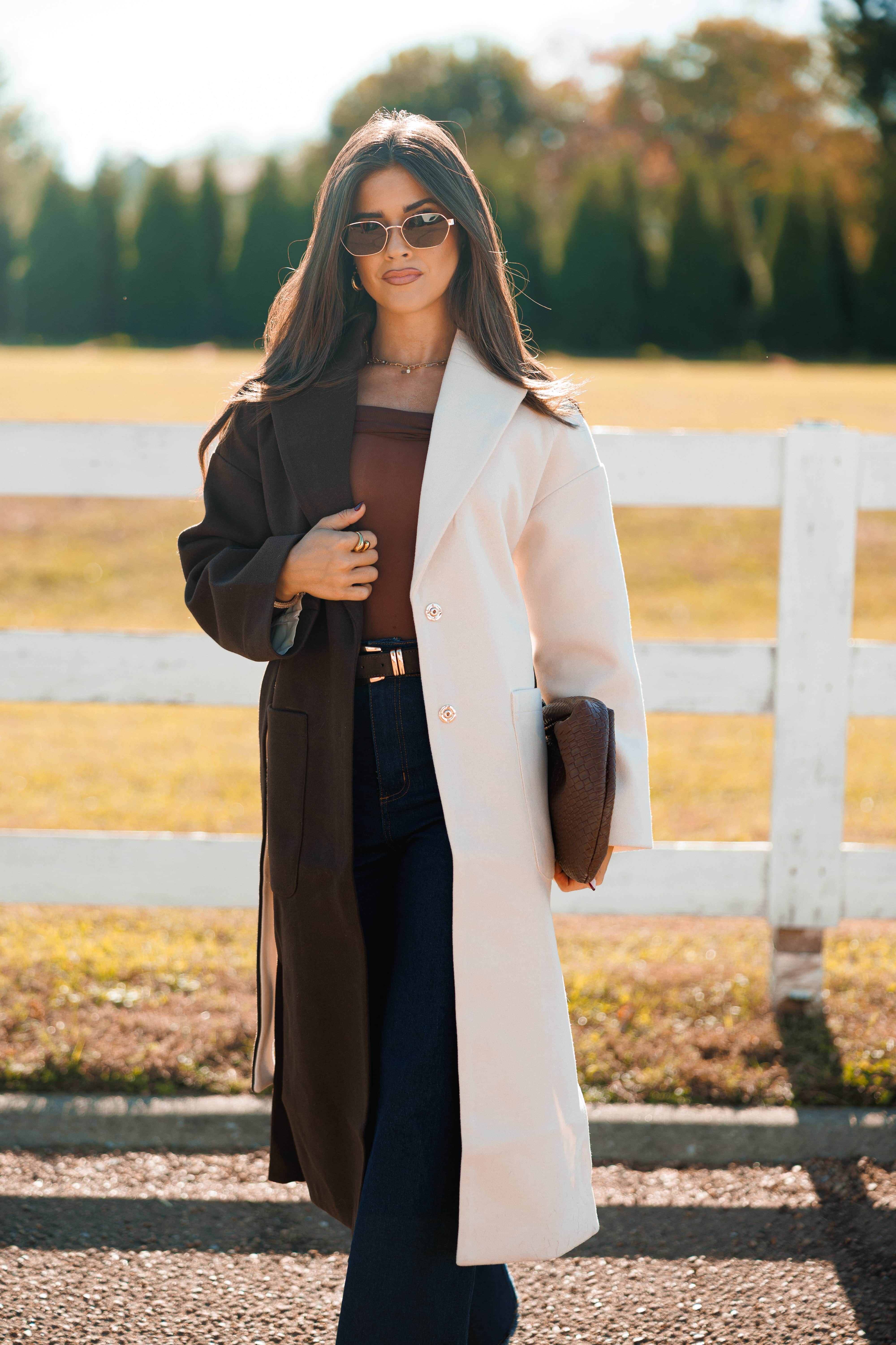 Color Block Maxi Coat