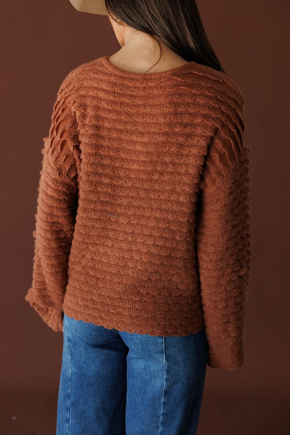 Copper textured knit sweater