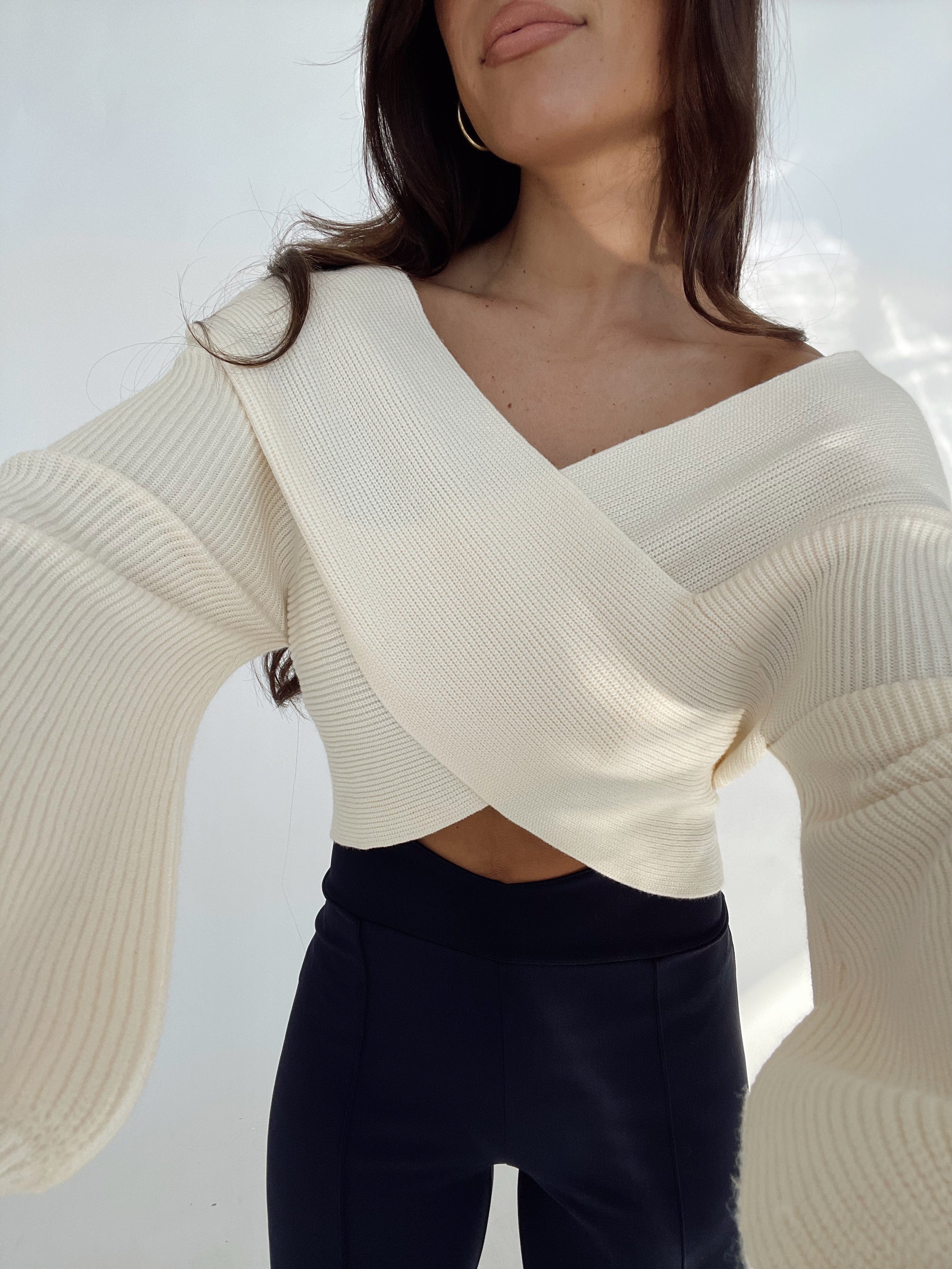 Cream Overlapped Sweater