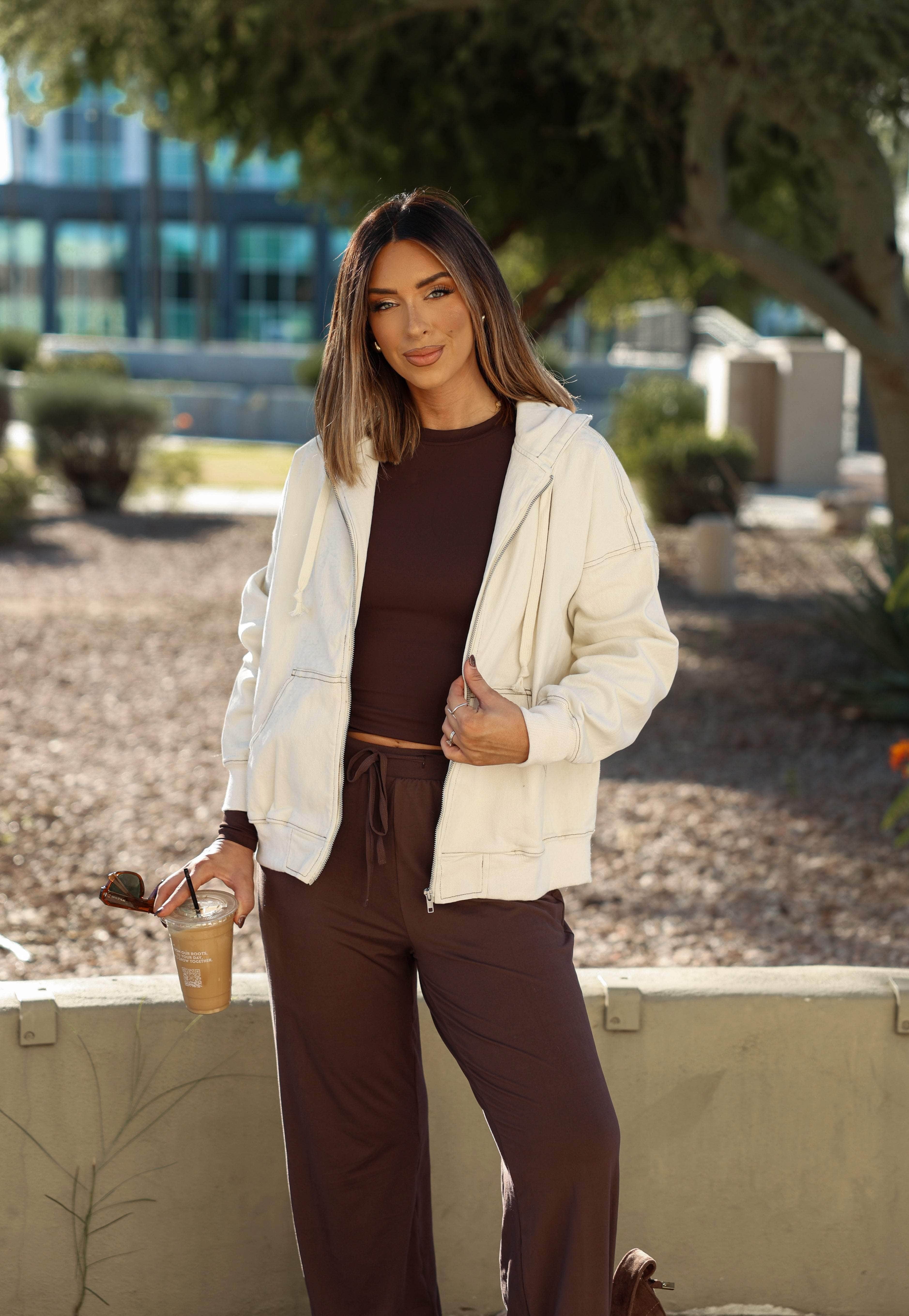 Cream Oversized Hoodie Jacket