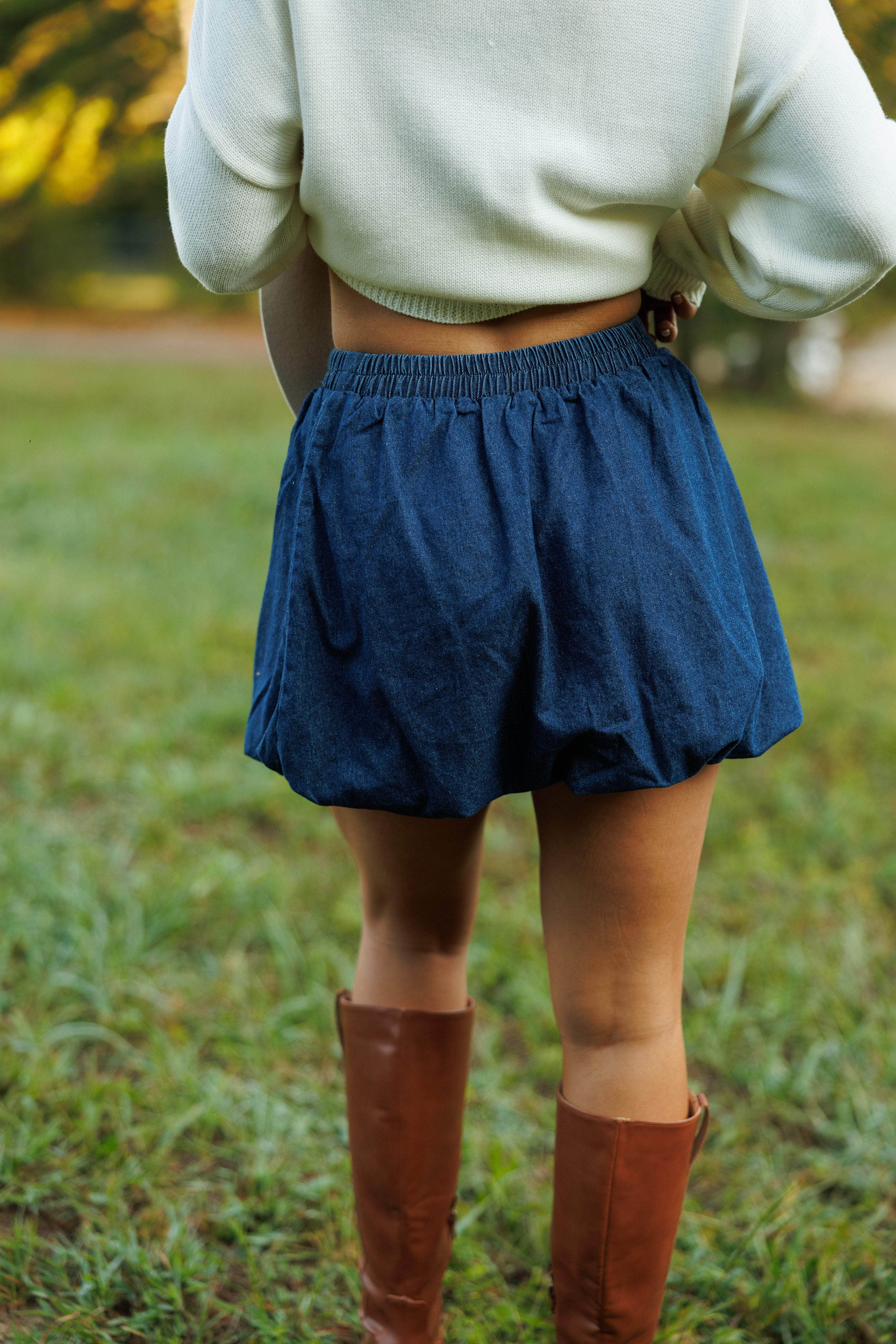 Denim Balloon Mini Skirt