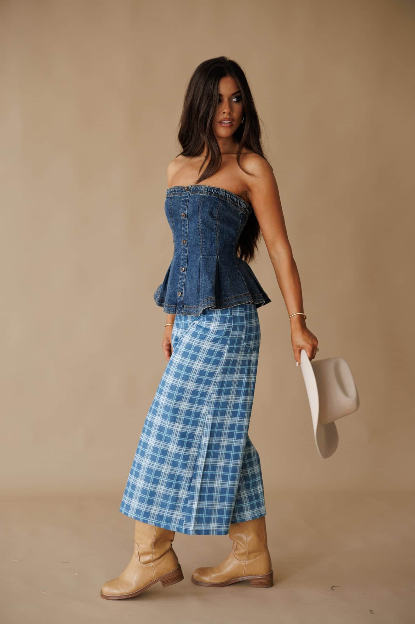 Trendy, Chic Women's Clothing Boutique Klesis Denim Pleated Peplum Top for Women, Denim, Size L Lane 201 Trendy, Chic Women's Clothing Boutique Klesis Denim Pleated Peplum Top for Women, Denim, Size L Lane 201