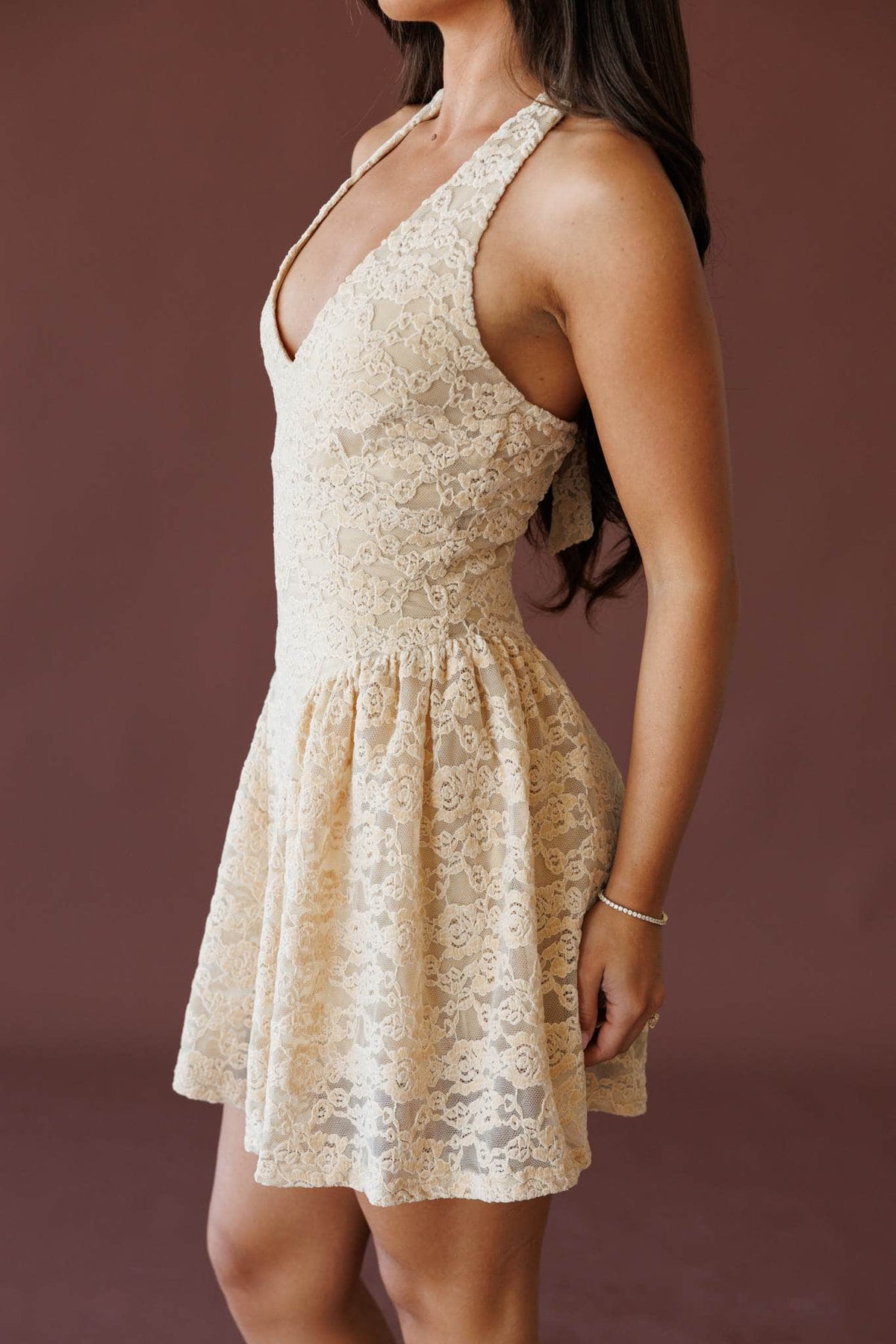 Beige mini dress