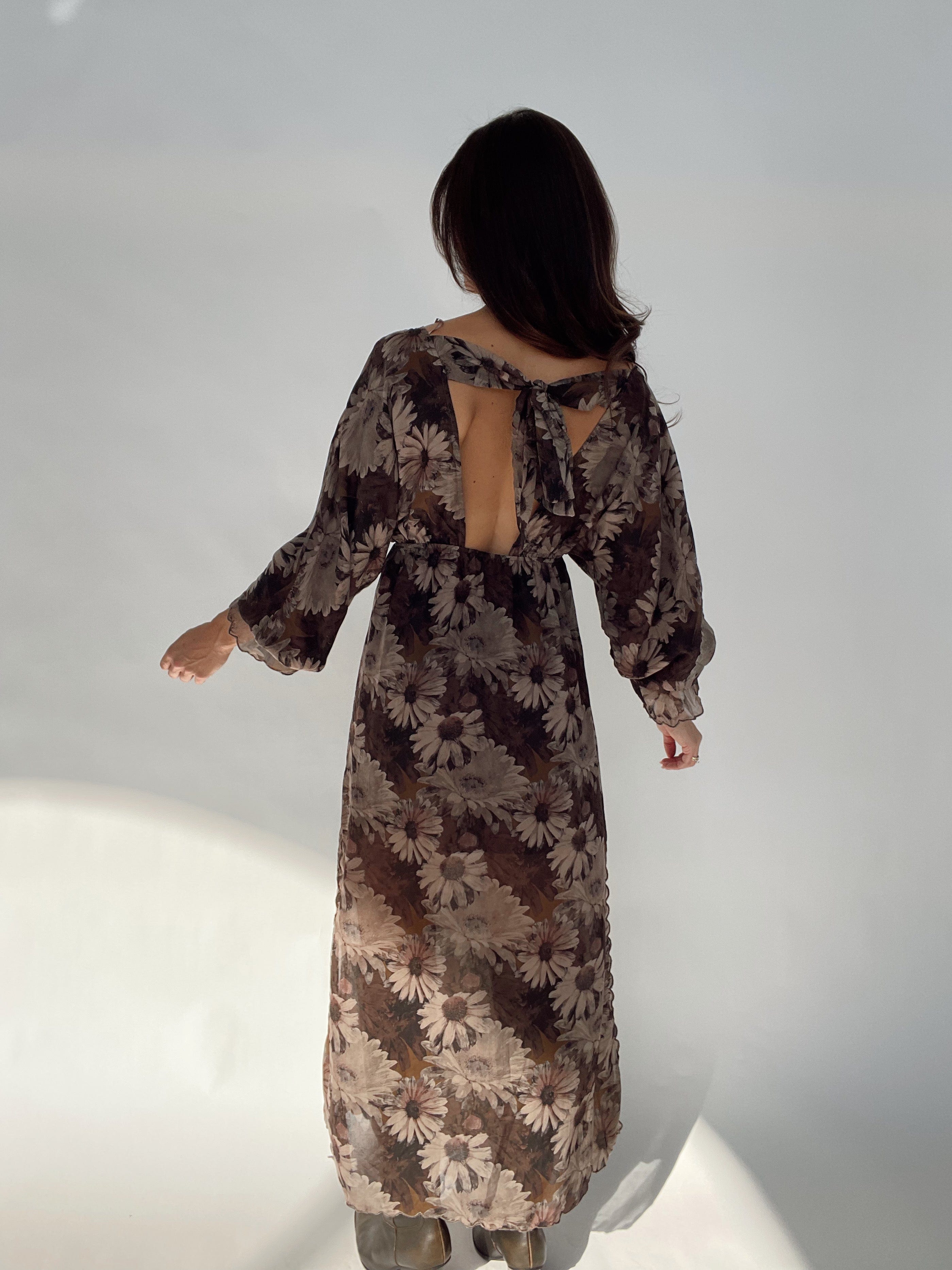 Brown Sunflower Maxi Dress