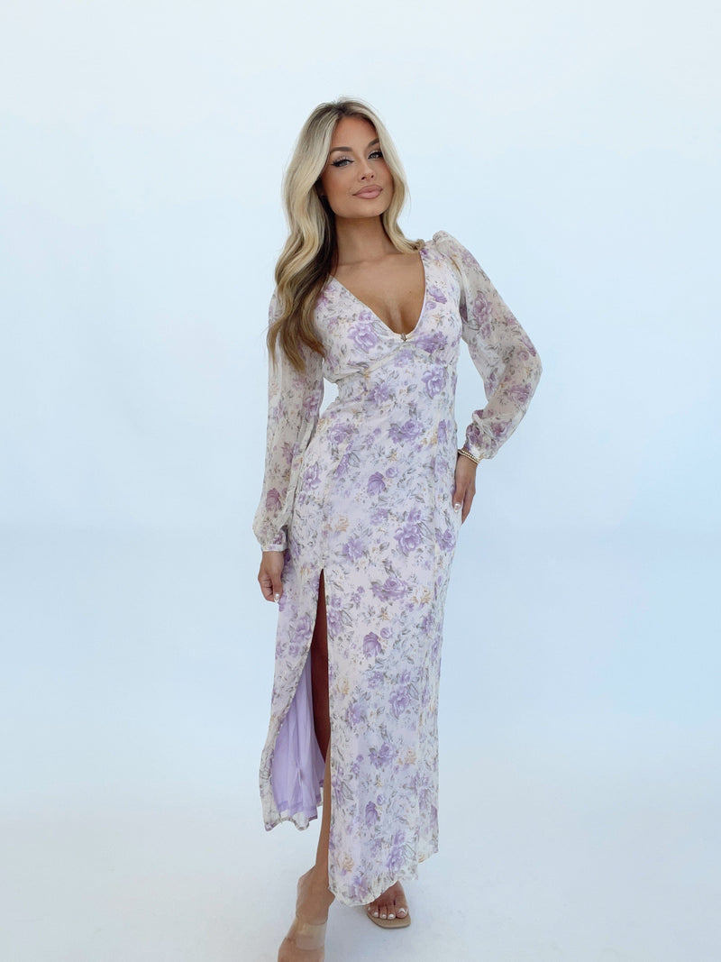 DI8194FO sheer floral maxi dress Fore Collection