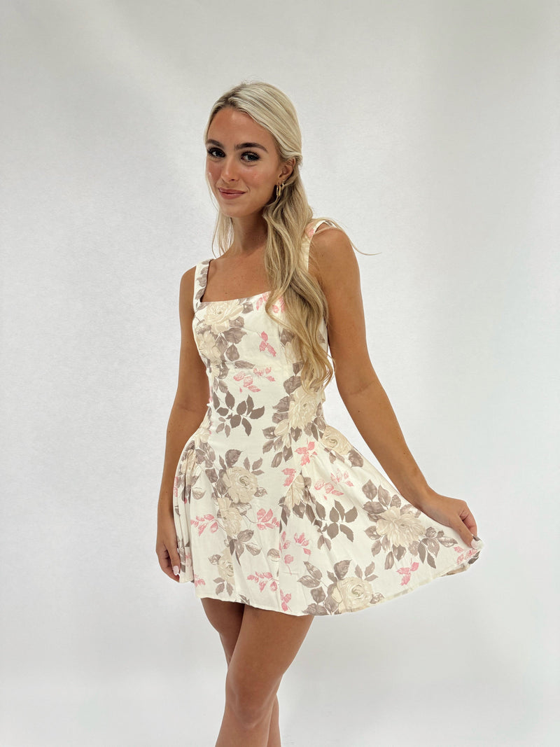 DI8457FO floral linen fit and flare dress Fore Collection