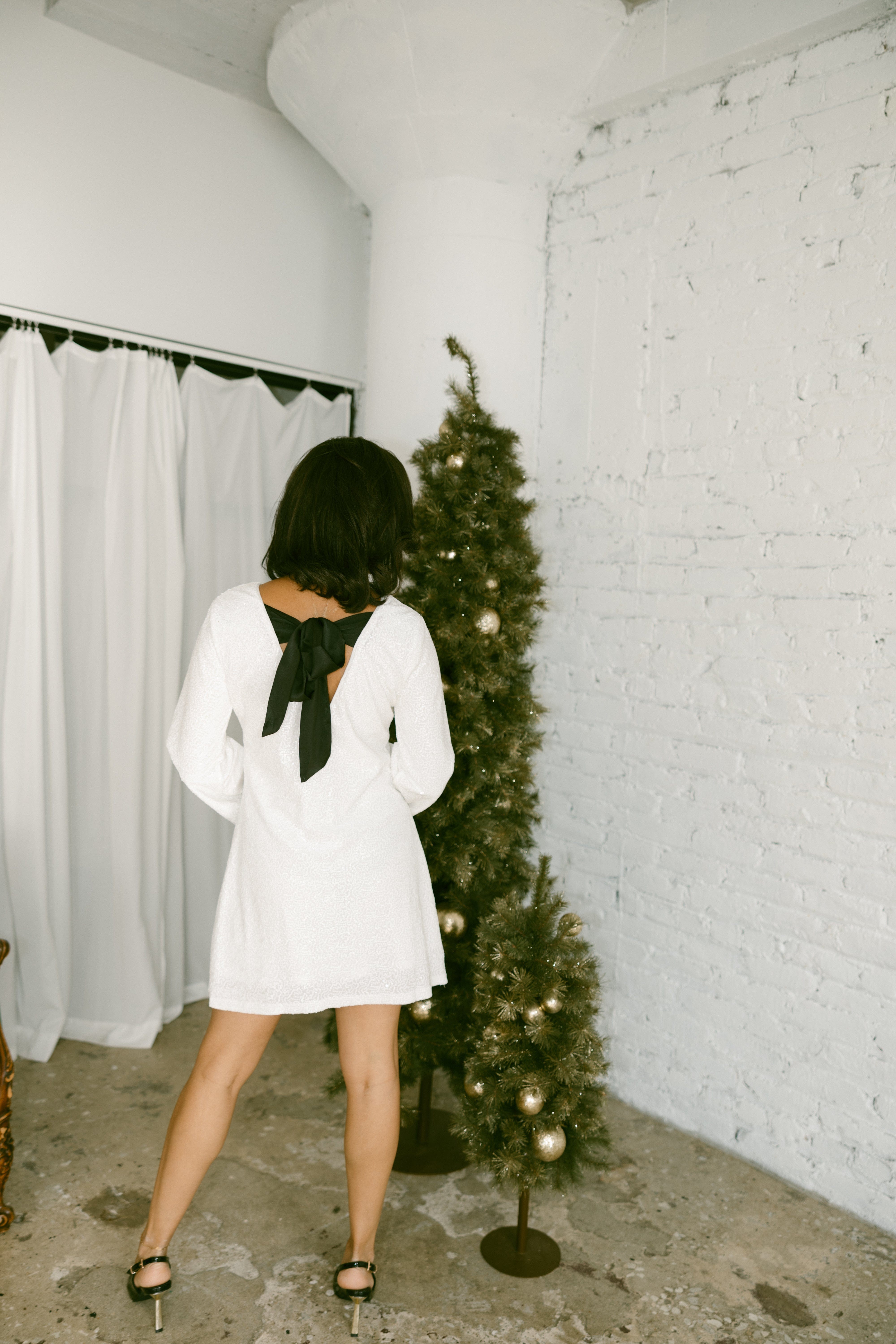 White Sequin Mini Dress