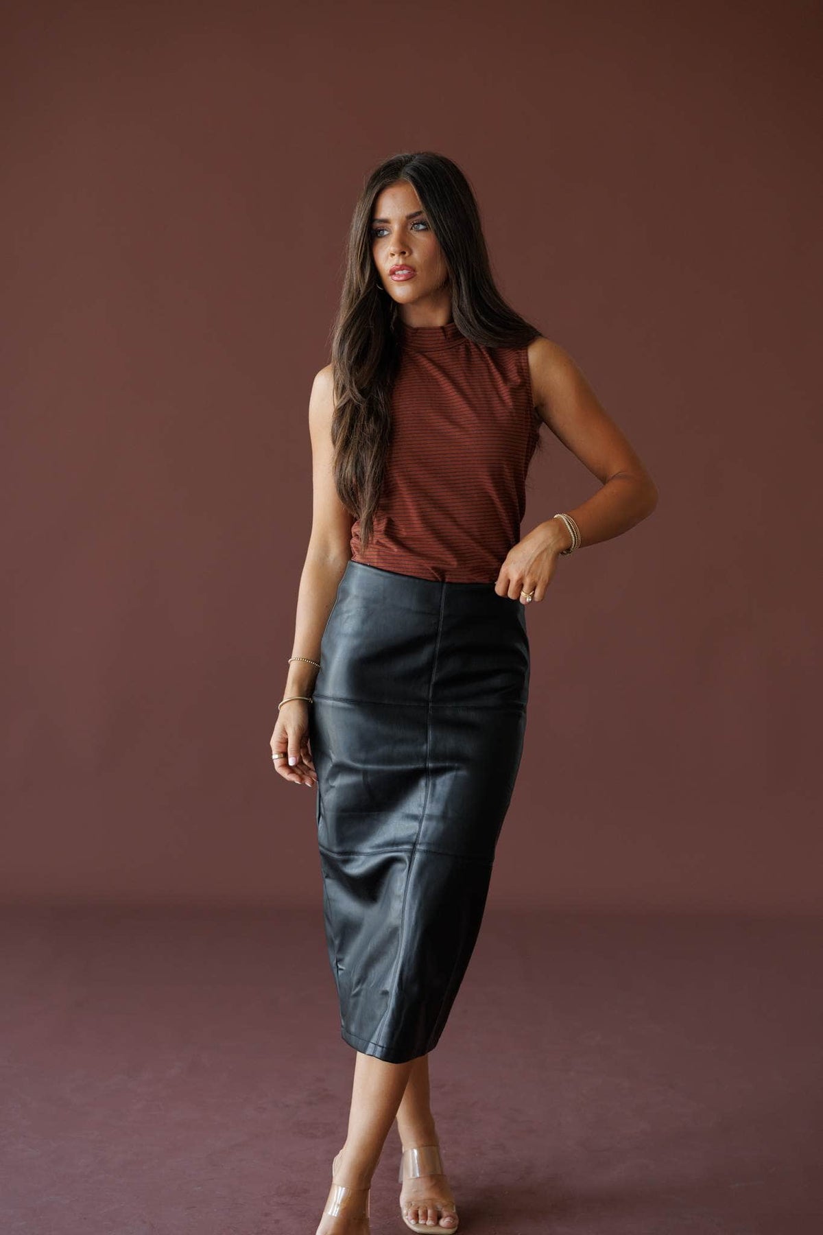 Espresso Errands Mock Neck Tank