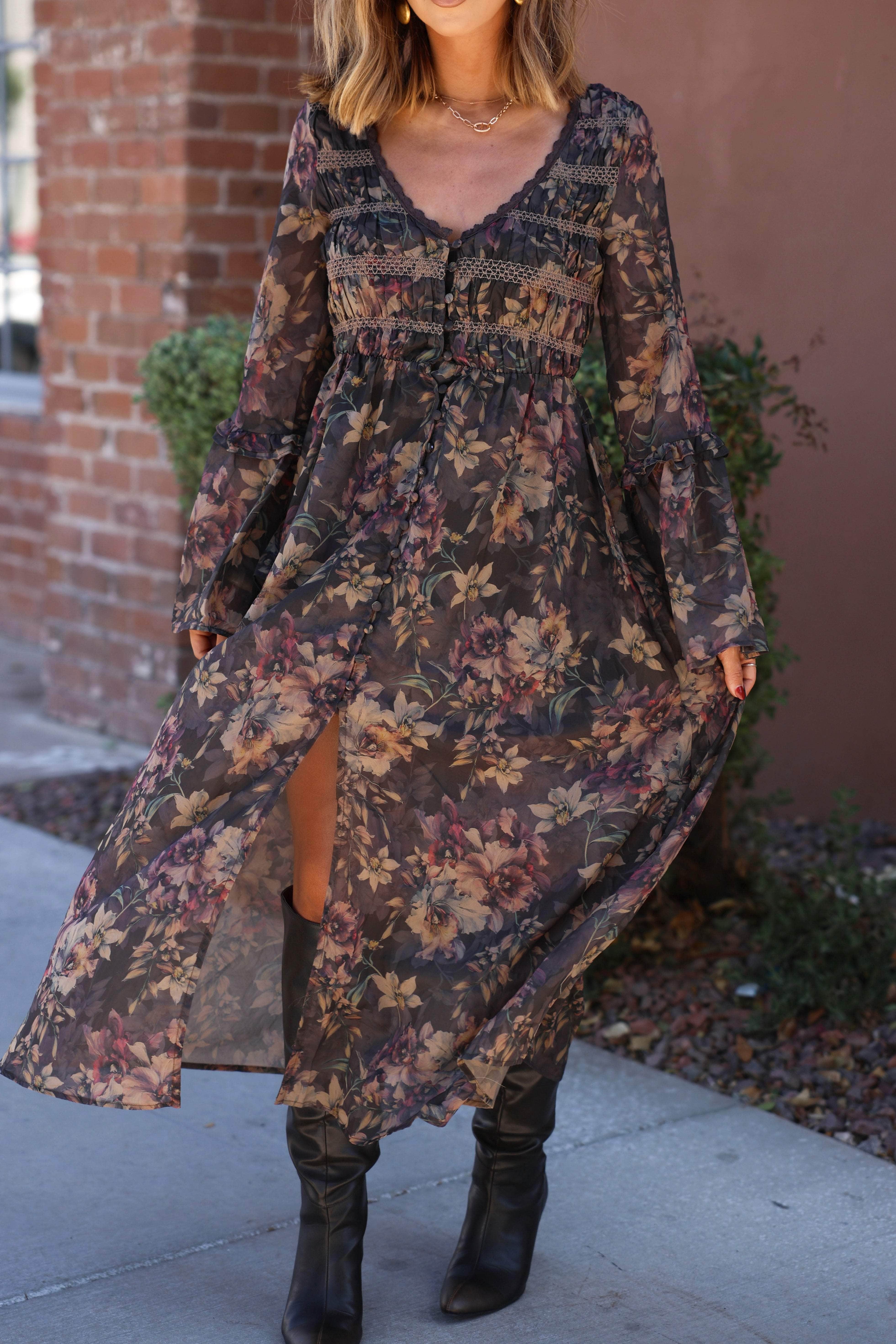 Evening Ember Floral Dress