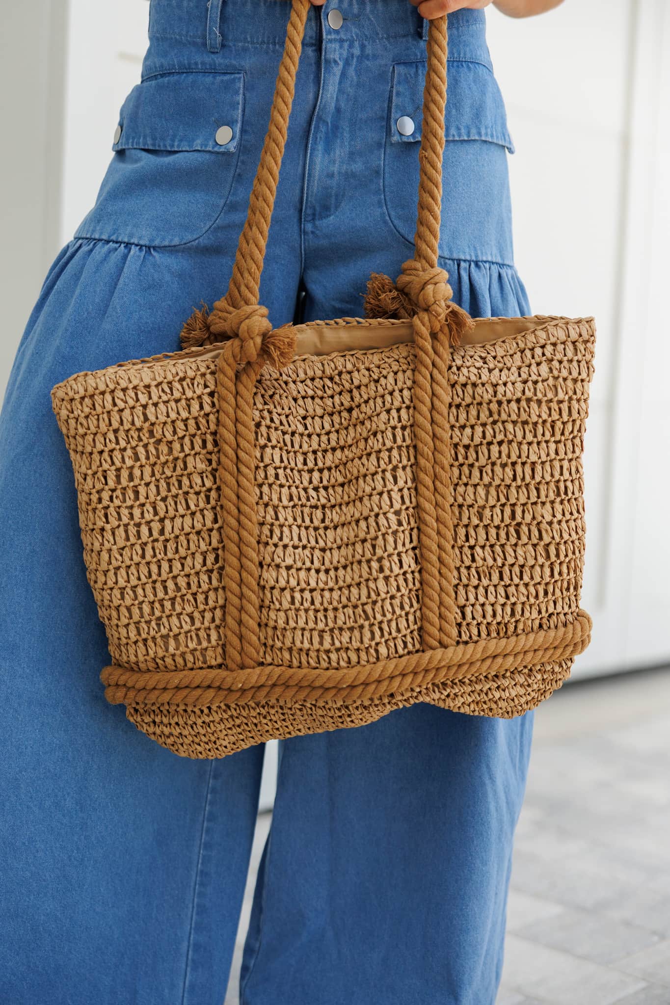Farmers Market Straw Bag | Woven Coastal Design | Lane 201