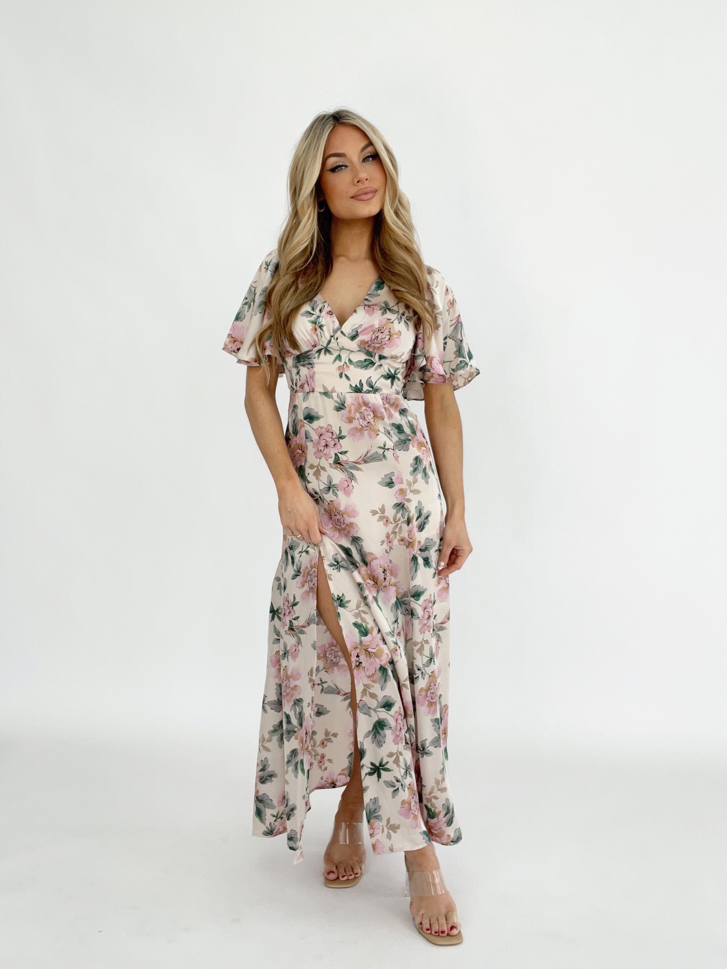 FD10975-P1076 short sleeve woven maxi dress Dress Forum