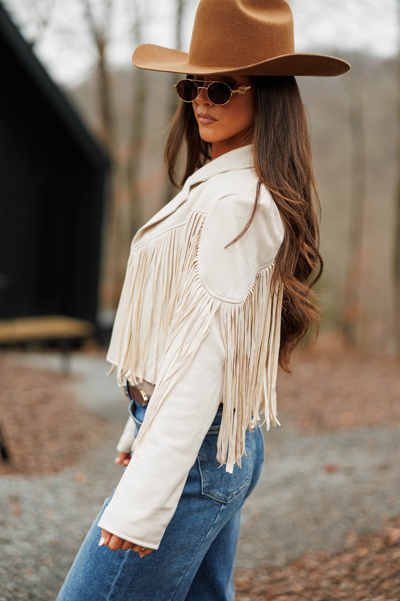 Festive Fringe Faux Suede Jacket